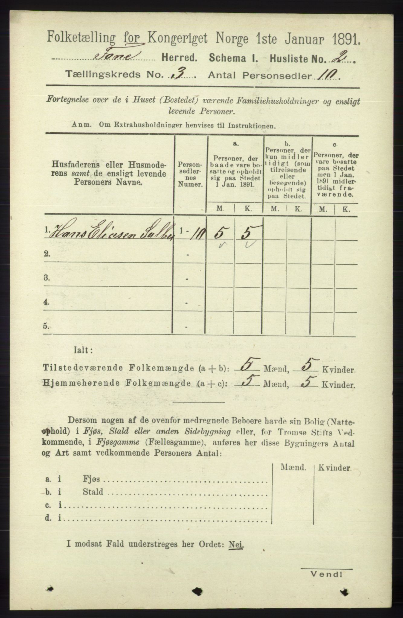 RA, 1891 census for 1249 Fana, 1891, p. 796