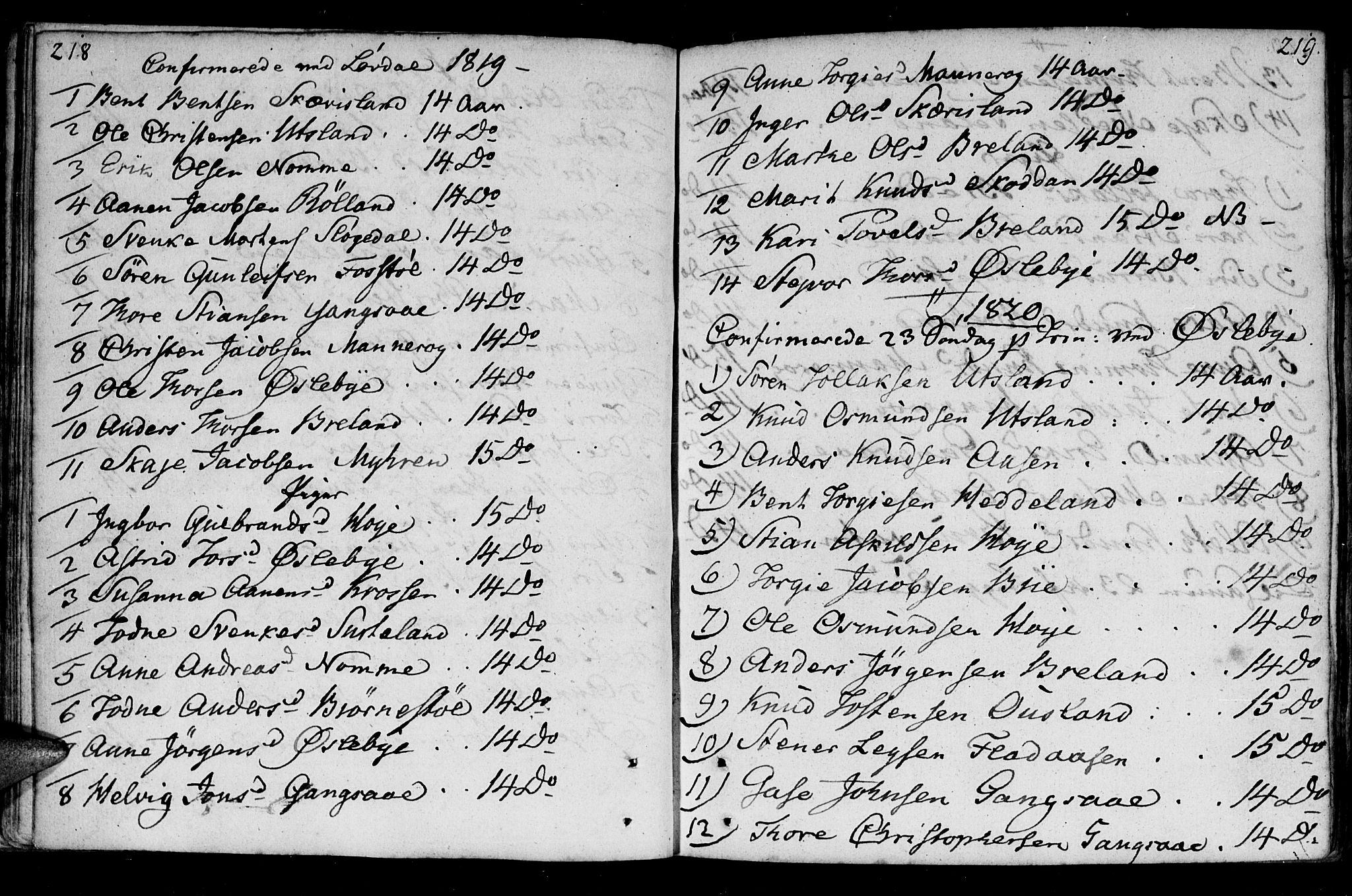 Holum sokneprestkontor, SAK/1111-0022/F/Fa/Fac/L0001: Parish register (official) no. A 1, 1773-1820, p. 218-219