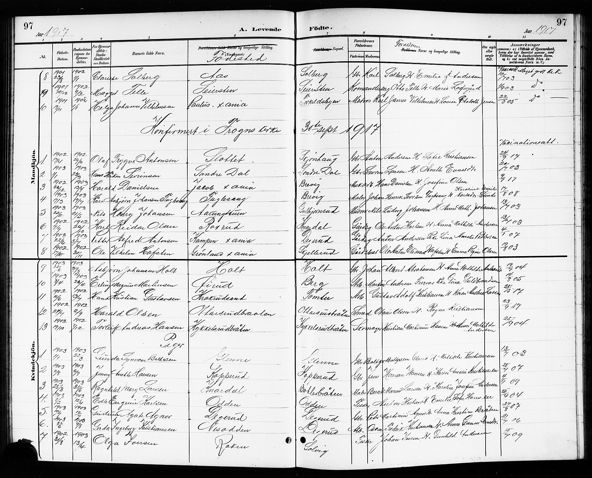Drøbak prestekontor Kirkebøker, SAO/A-10142a/G/Gb/L0001: Parish register (copy) no. II 1, 1901-1919, p. 97