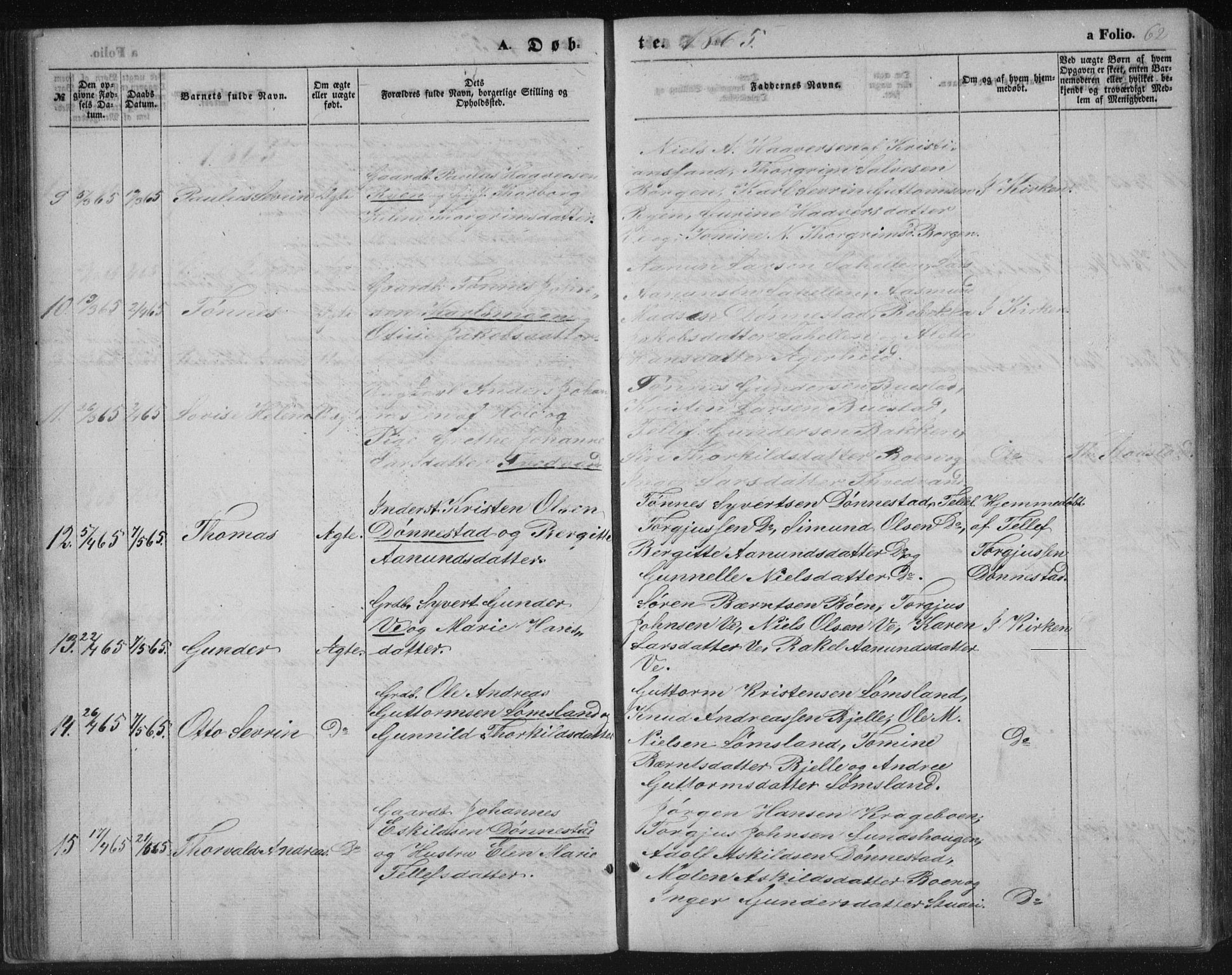 Tveit sokneprestkontor, AV/SAK-1111-0043/F/Fb/L0003: Parish register (copy) no. B 3, 1854-1886, p. 62