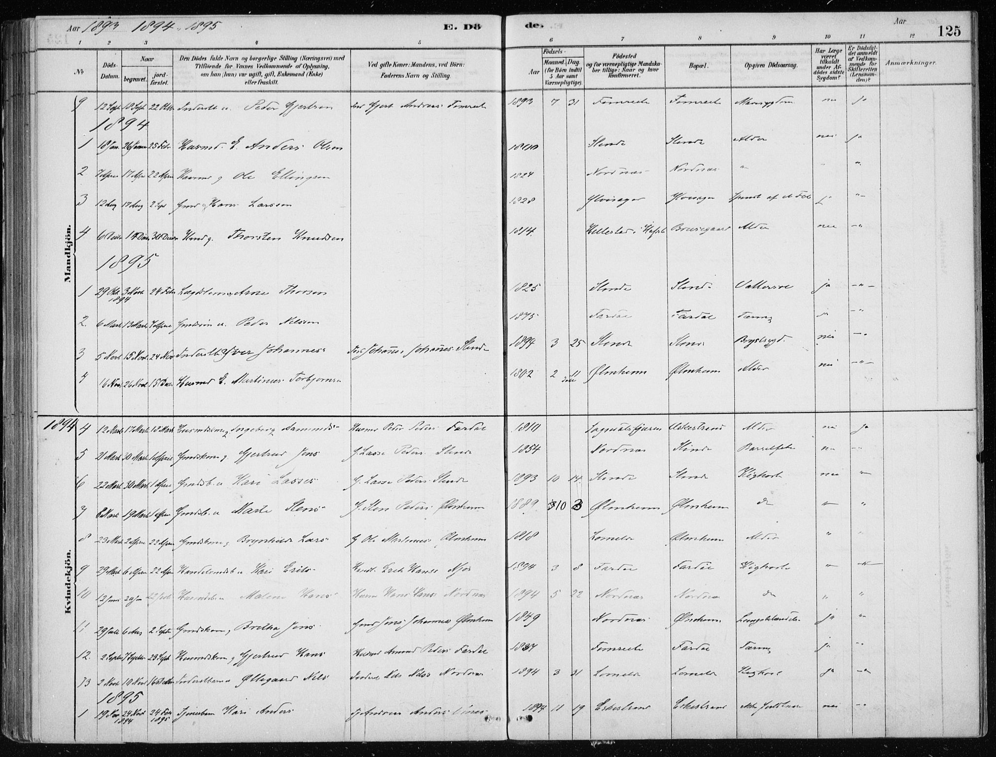 Sogndal sokneprestembete, SAB/A-81301/H/Haa/Haac/L0001: Parish register (official) no. C 1, 1878-1907, p. 125