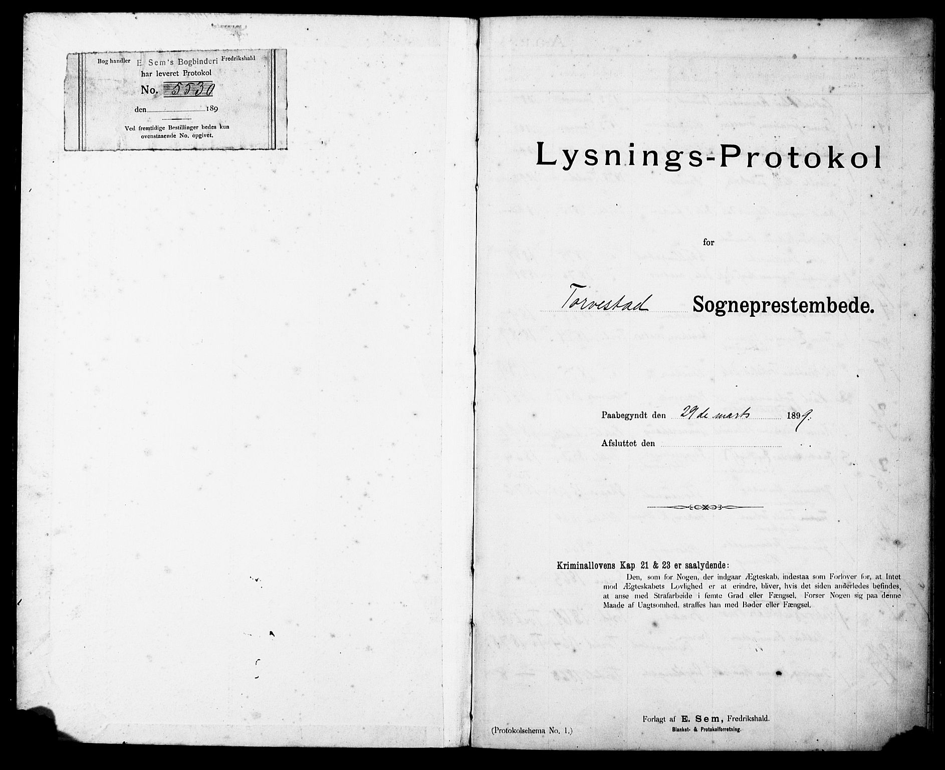 Torvastad sokneprestkontor, SAST/A -101857/I/Ie/L0003: Banns register no. X 3, 1899-1923