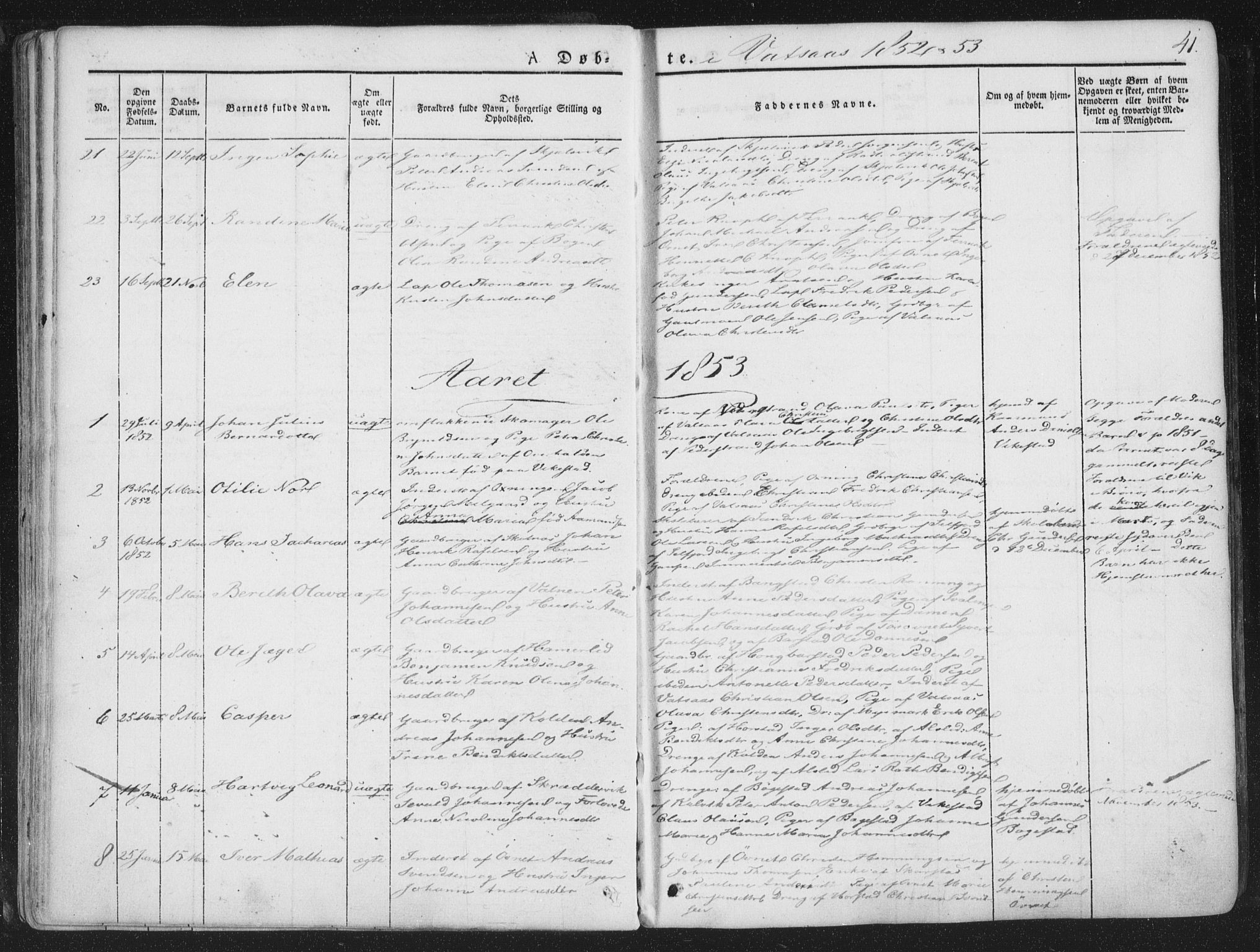Ministerialprotokoller, klokkerbøker og fødselsregistre - Nordland, SAT/A-1459/810/L0144: Parish register (official) no. 810A07 /1, 1841-1862, p. 41
