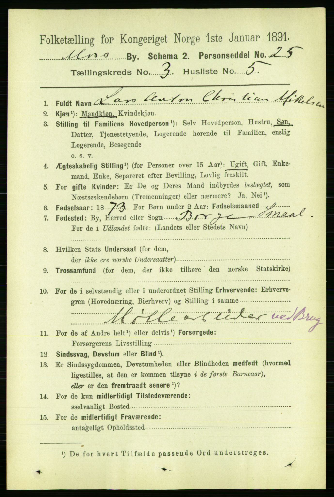 RA, 1891 census for 0104 Moss, 1891, p. 2460