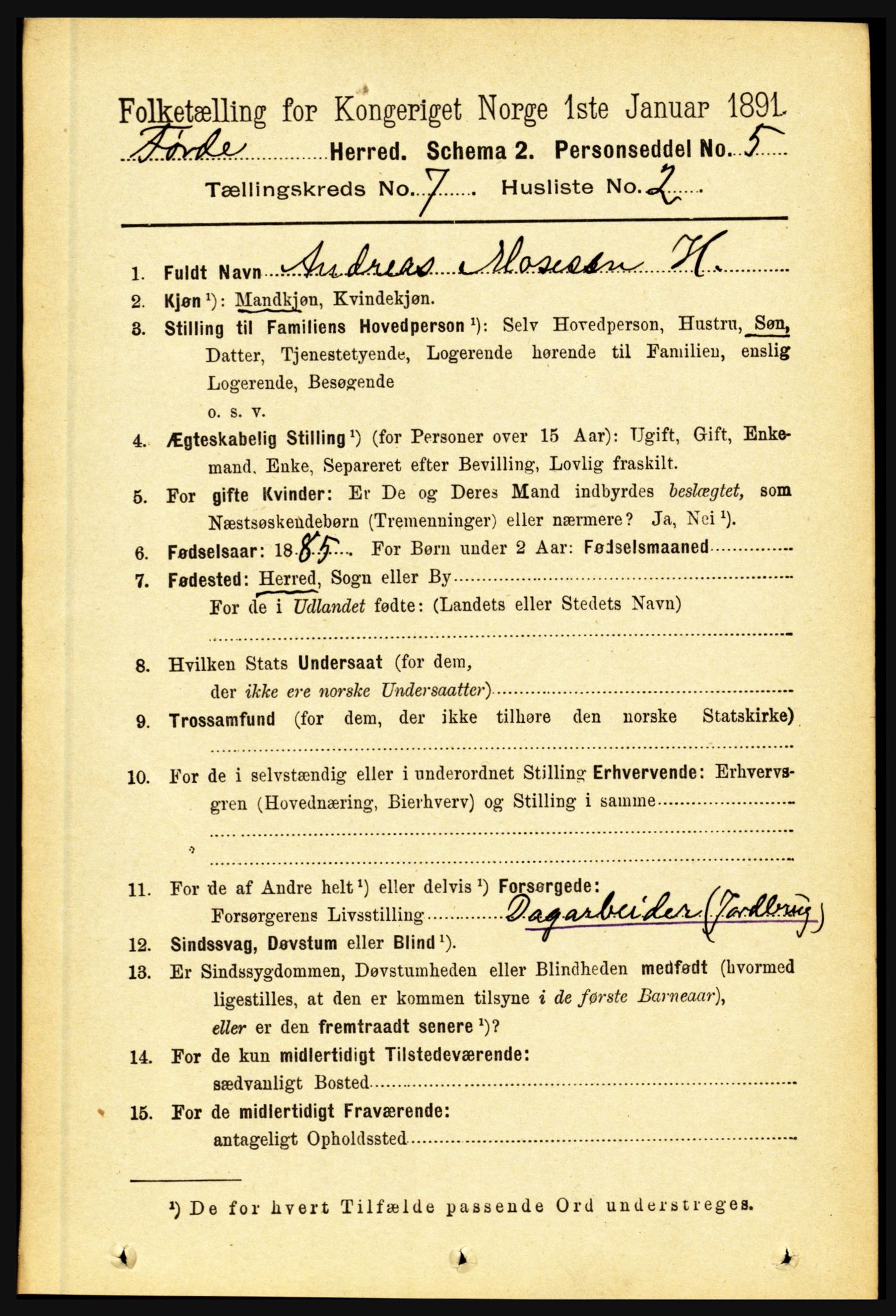 RA, 1891 census for 1432 Førde, 1891, p. 2508