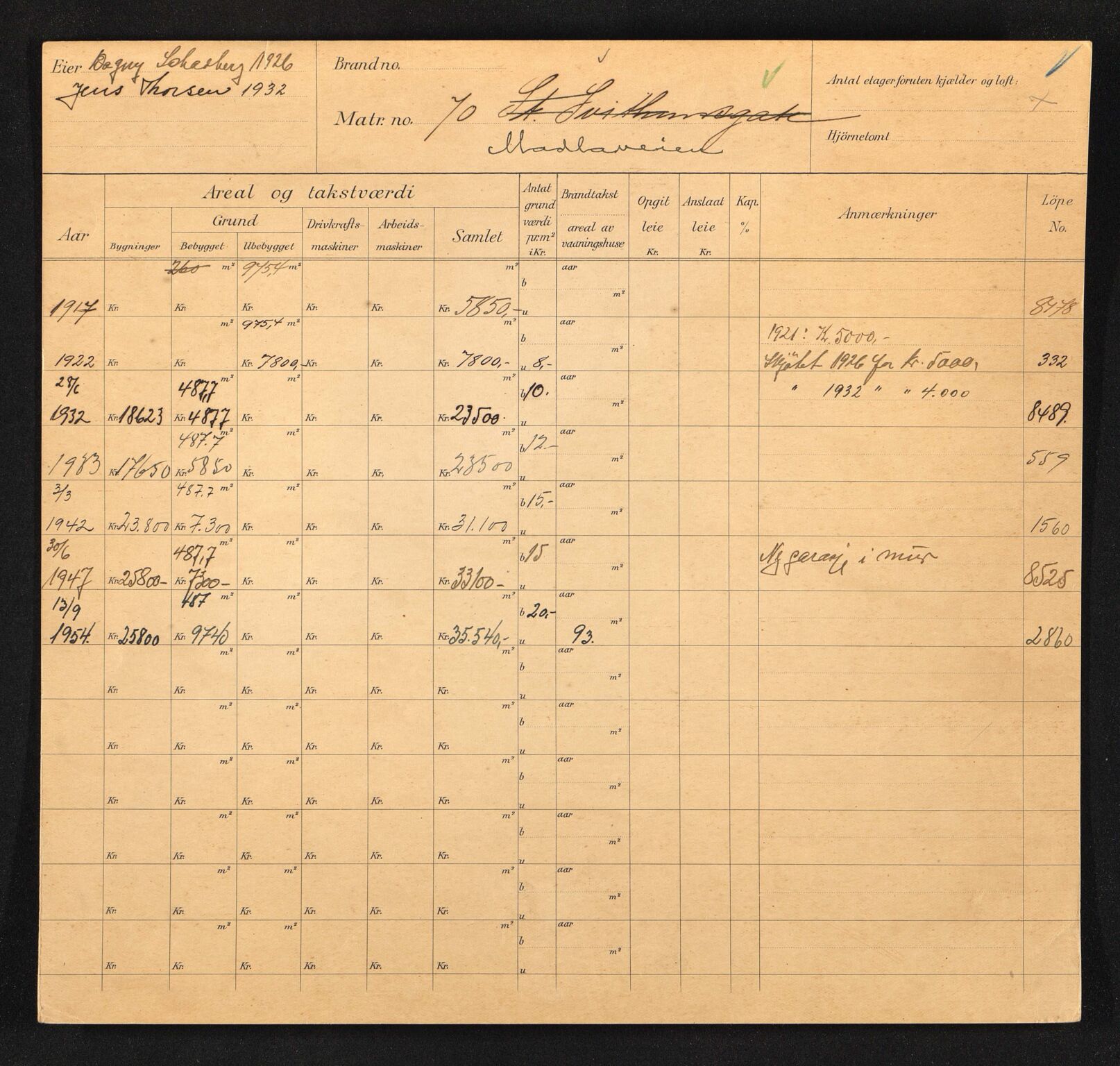 Stavanger kommune. Skattetakstvesenet, BYST/A-0440/F/Fa/Faa/L0030/0002: Skattetakstkort / Madlaveien 70 - 185