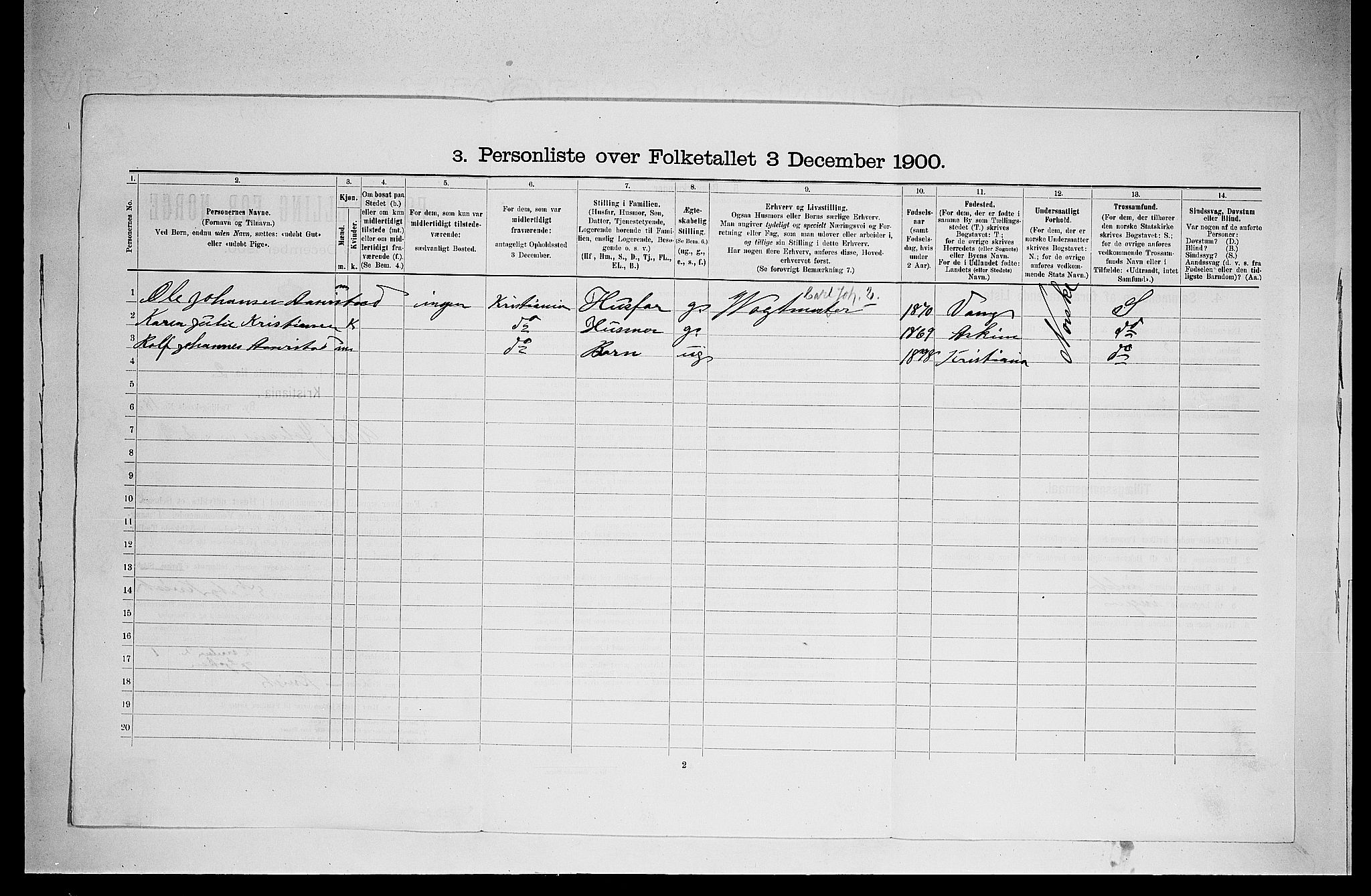 SAO, 1900 census for Kristiania, 1900, p. 11328
