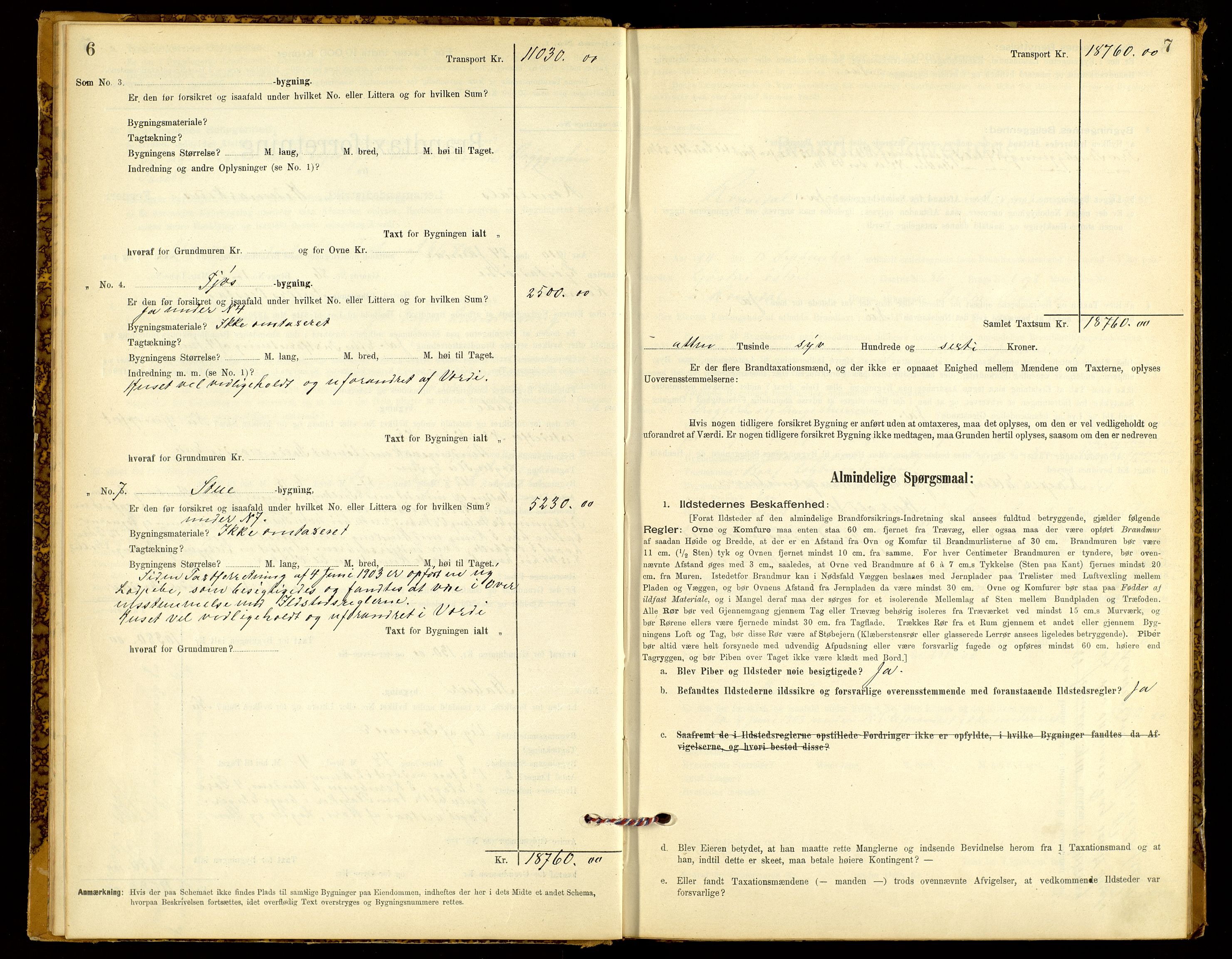 Norges Brannkasse, Romedal, AV/SAH-NBRANR-008/F/L0003: Branntakstprotokoll, 1900-1950, p. 6-7