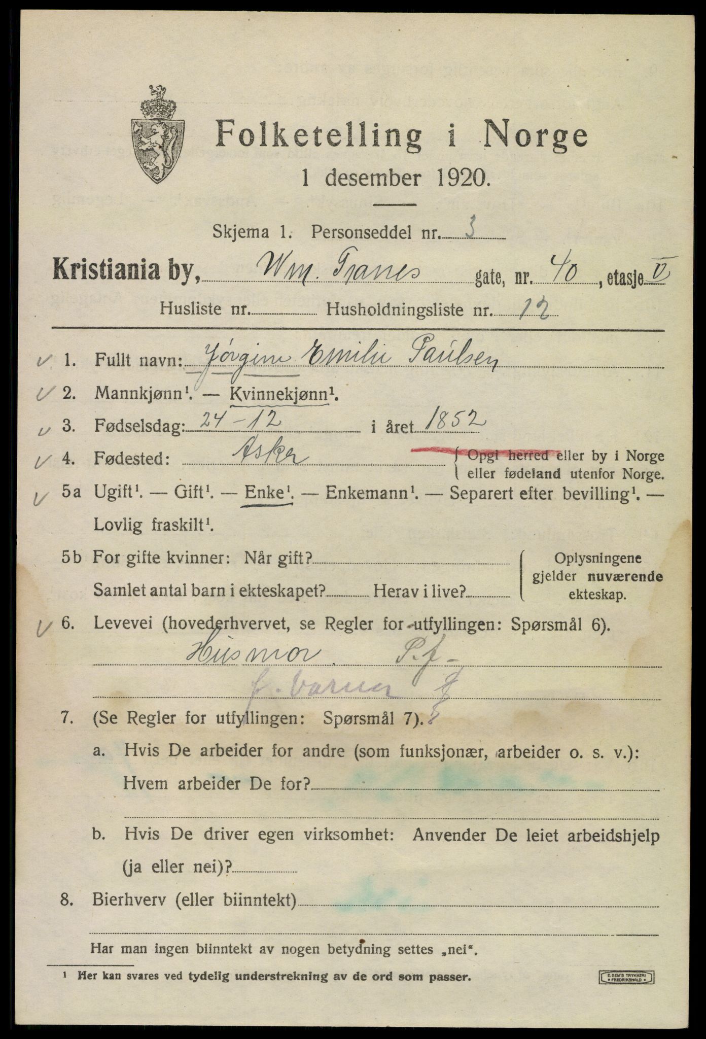 SAO, 1920 census for Kristiania, 1920, p. 647545