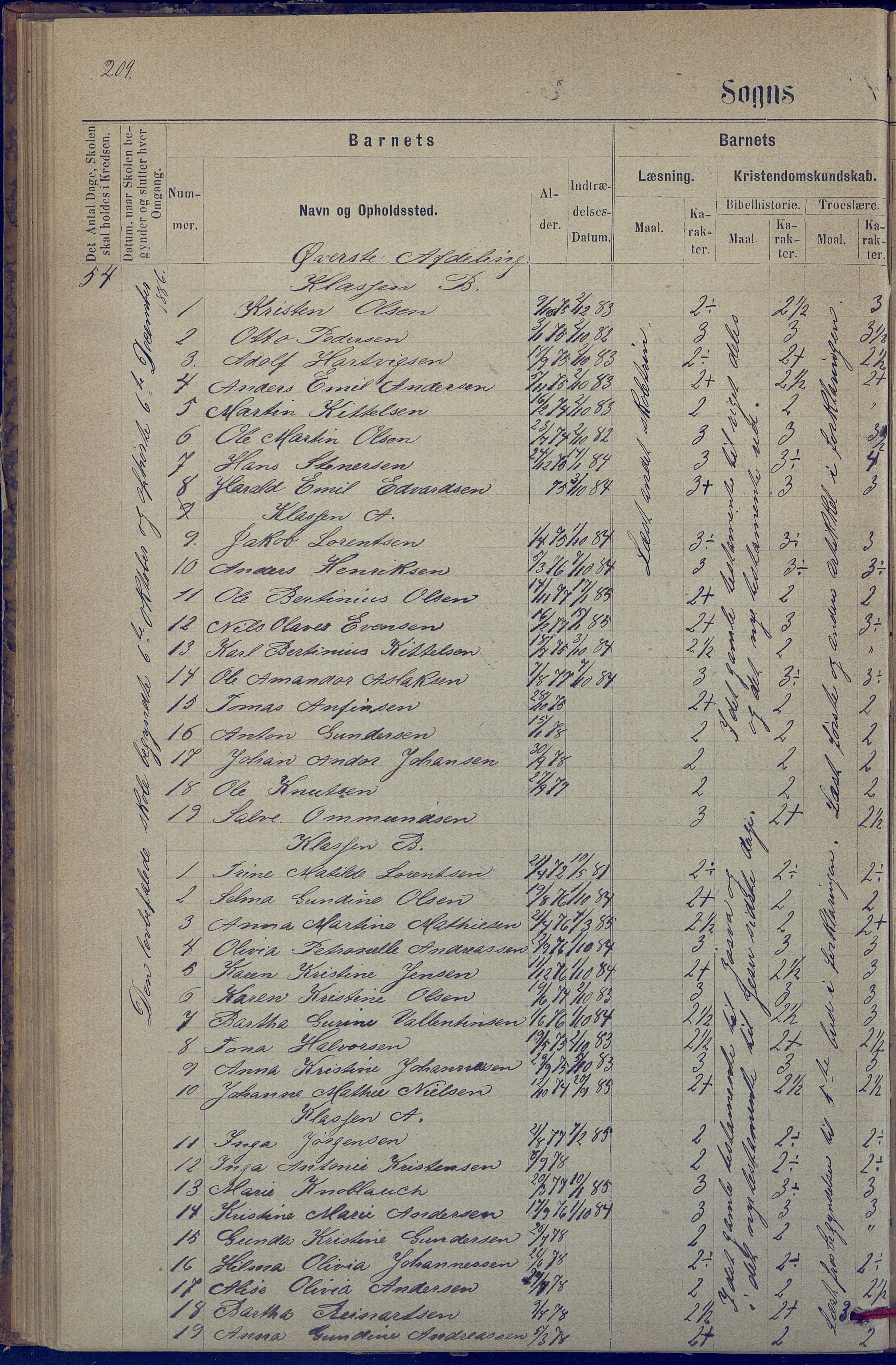 Hisøy kommune frem til 1991, AAKS/KA0922-PK/31/L0005: Skoleprotokoll, 1877-1892, p. 209