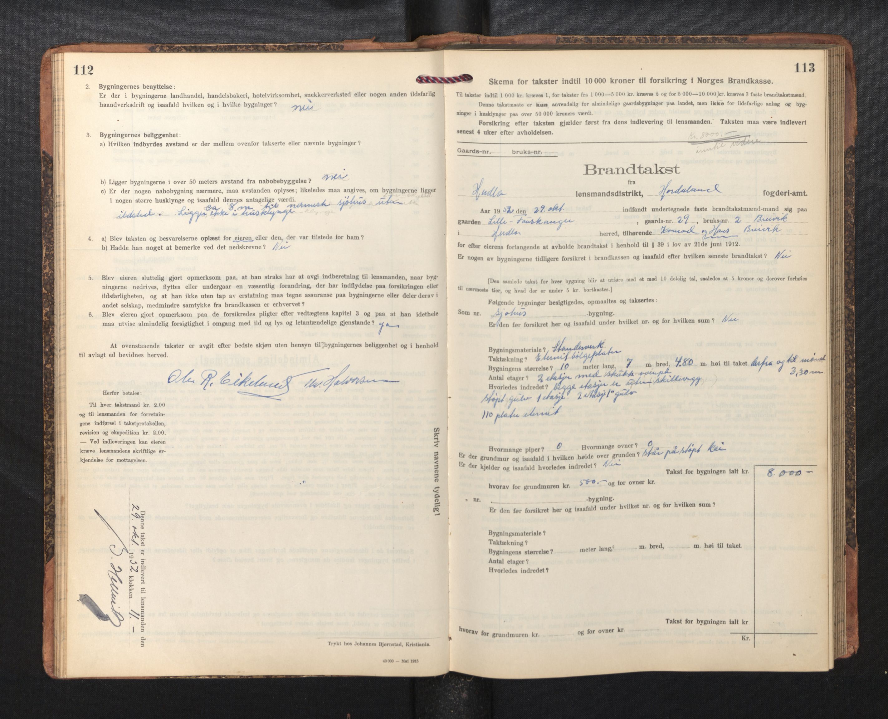 Lensmannen i Herdla, AV/SAB-A-32901/0012/L0004:  Branntakstprotokoll skjematakst, 1916-1954, p. 112-113