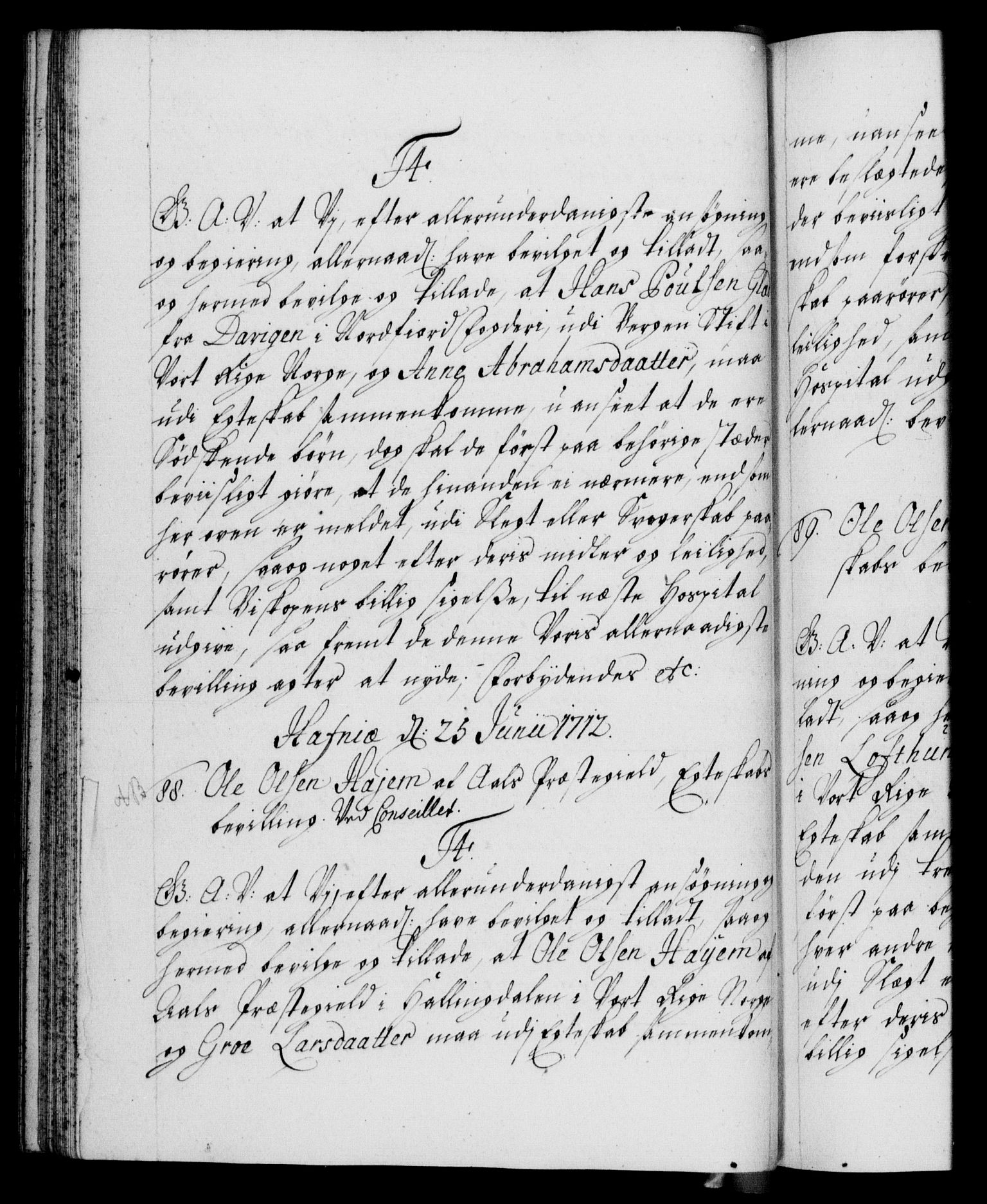 Danske Kanselli 1572-1799, AV/RA-EA-3023/F/Fc/Fca/Fcaa/L0021: Norske registre, 1712-1715, p. 46b