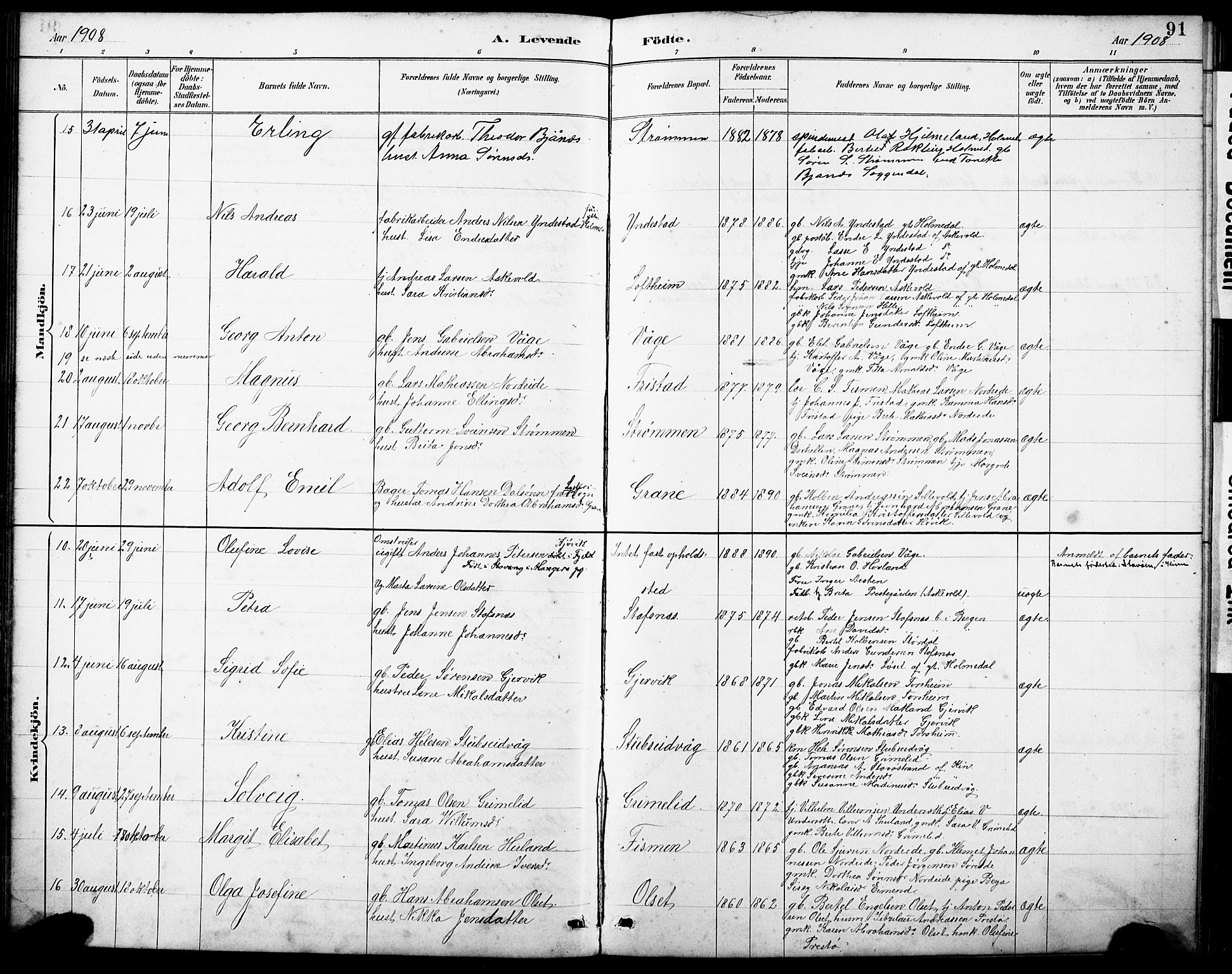 Askvoll sokneprestembete, AV/SAB-A-79501/H/Hab/Haba/L0003: Parish register (copy) no. A 3, 1886-1928, p. 91