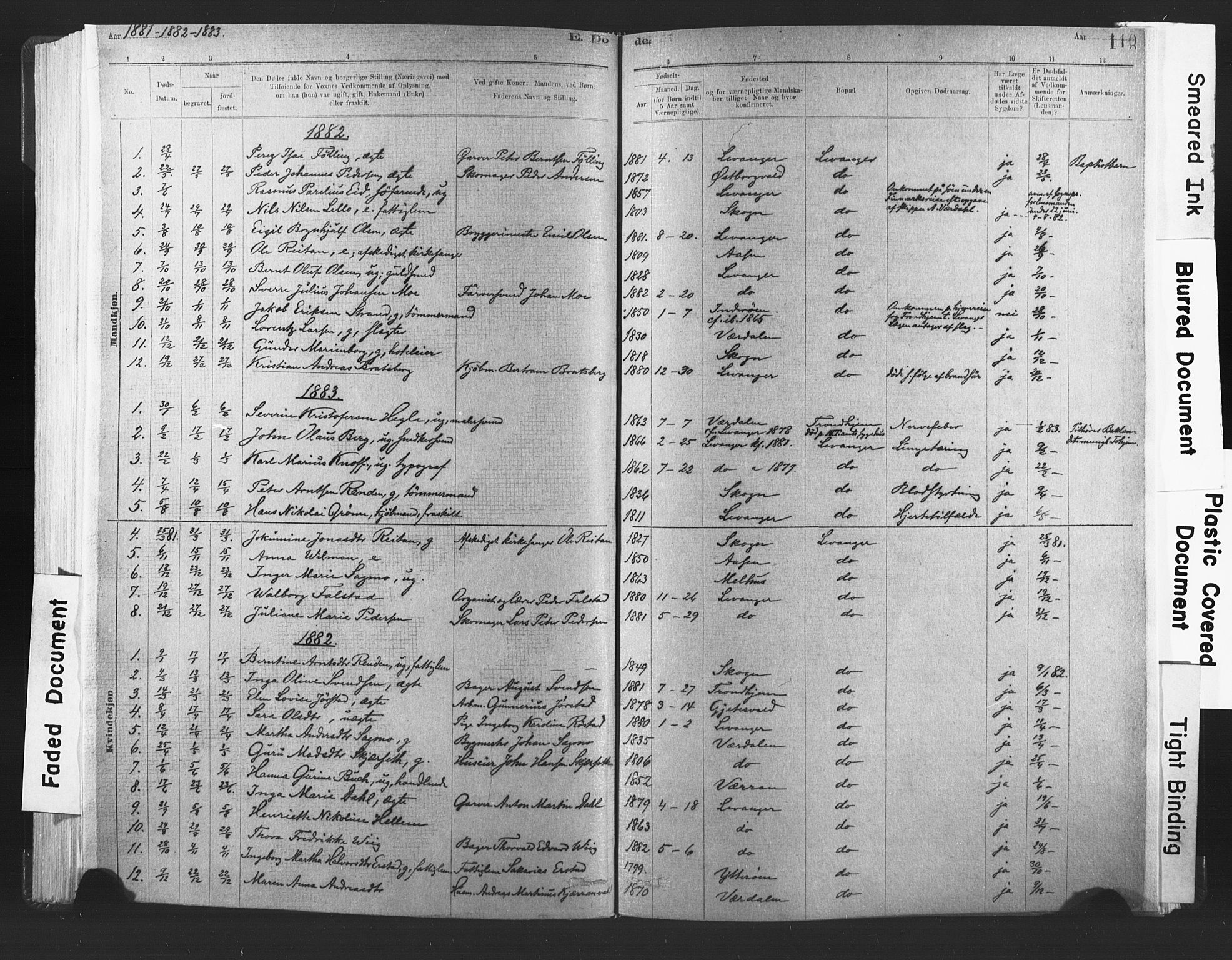 Ministerialprotokoller, klokkerbøker og fødselsregistre - Nord-Trøndelag, AV/SAT-A-1458/720/L0189: Parish register (official) no. 720A05, 1880-1911, p. 110