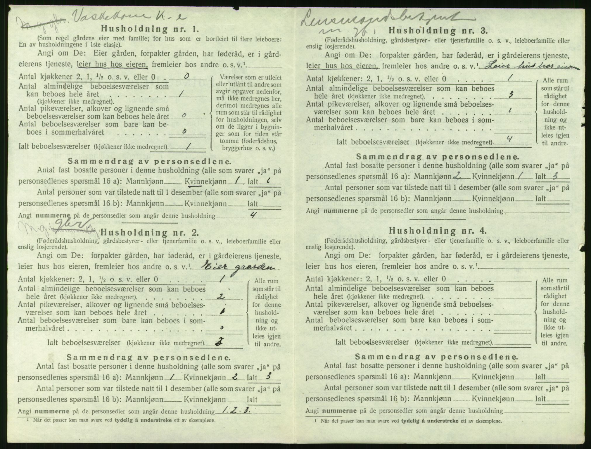 SAT, 1920 census for Grytten, 1920, p. 287