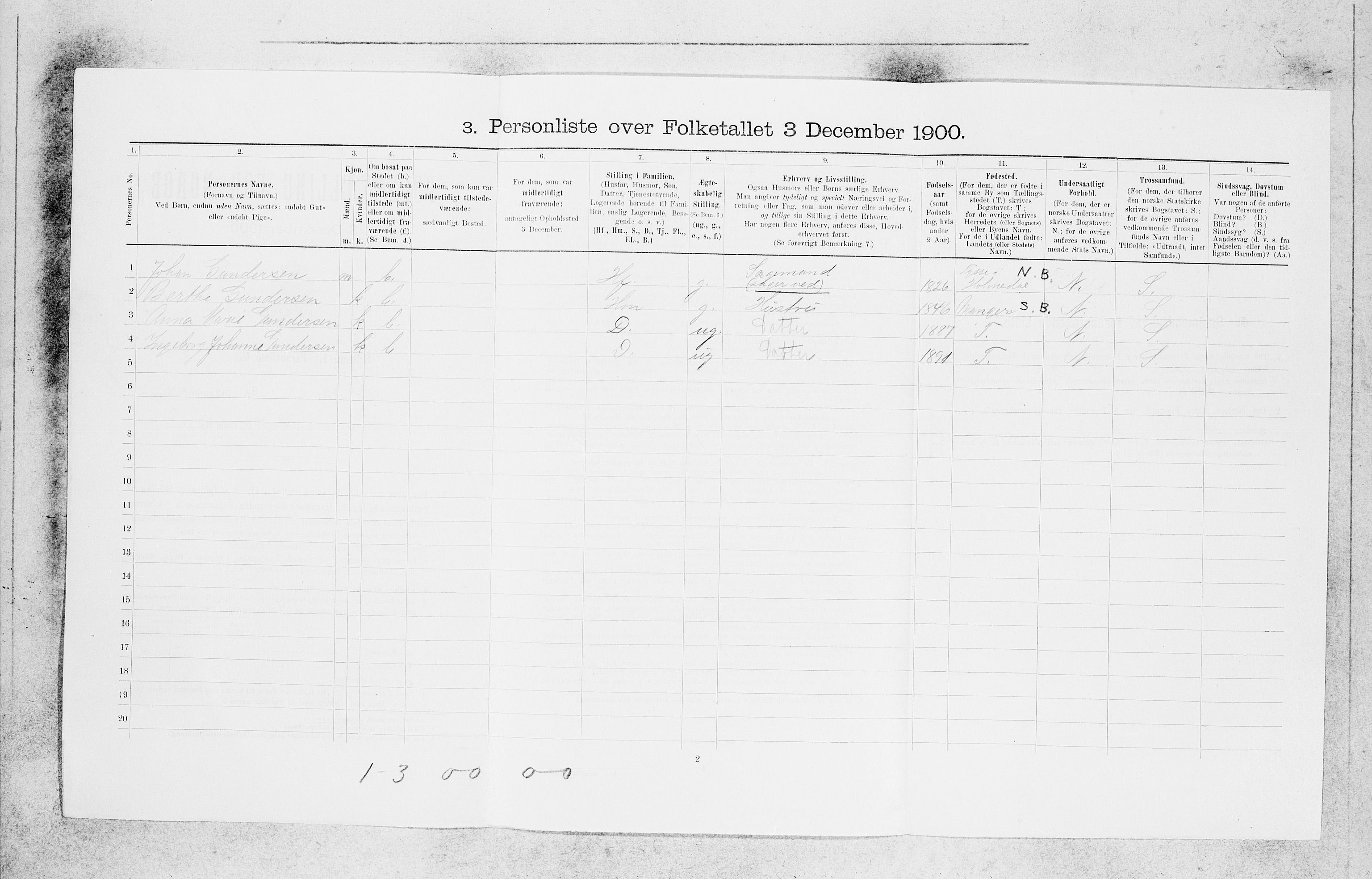 SAB, 1900 census for Bergen, 1900, p. 25035