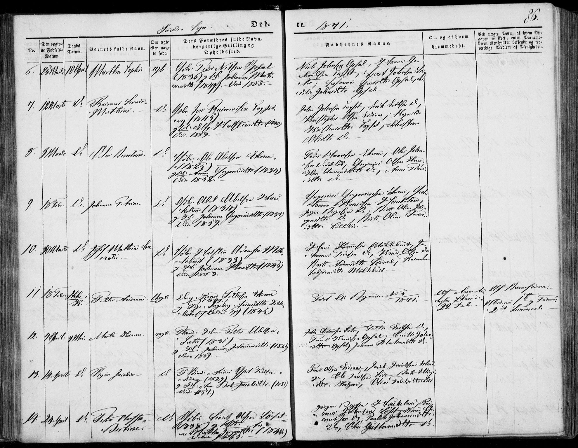 Ministerialprotokoller, klokkerbøker og fødselsregistre - Møre og Romsdal, SAT/A-1454/502/L0023: Parish register (official) no. 502A01, 1844-1873, p. 86