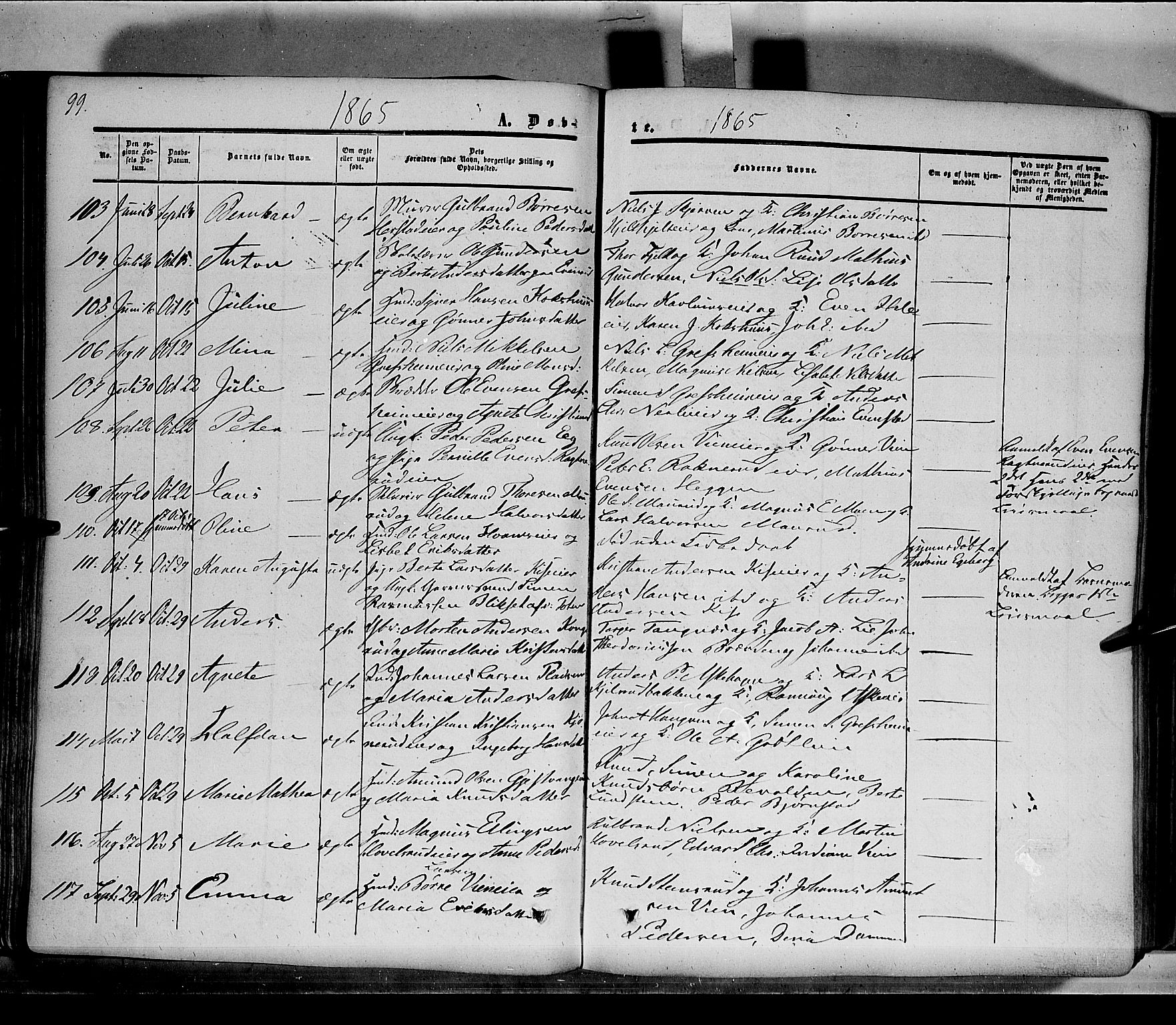 Nes prestekontor, Hedmark, AV/SAH-PREST-020/K/Ka/L0004: Parish register (official) no. 4, 1852-1886, p. 99