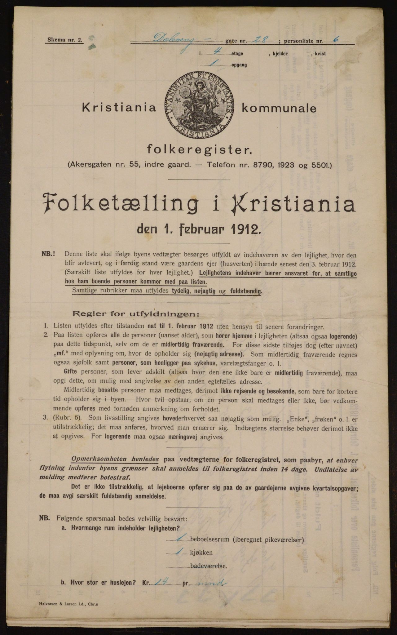 OBA, Municipal Census 1912 for Kristiania, 1912, p. 17473