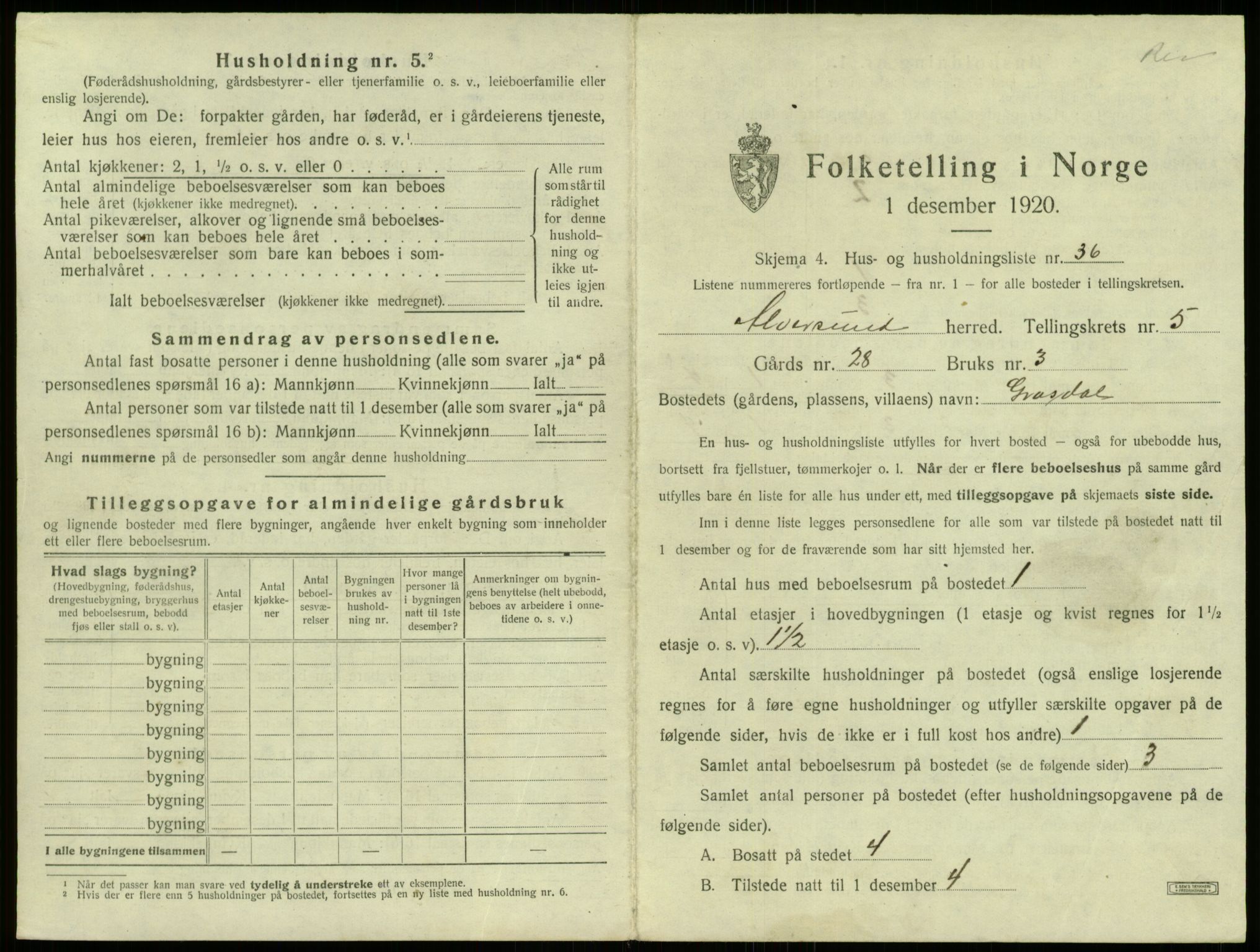 SAB, 1920 census for Alversund, 1920, p. 514