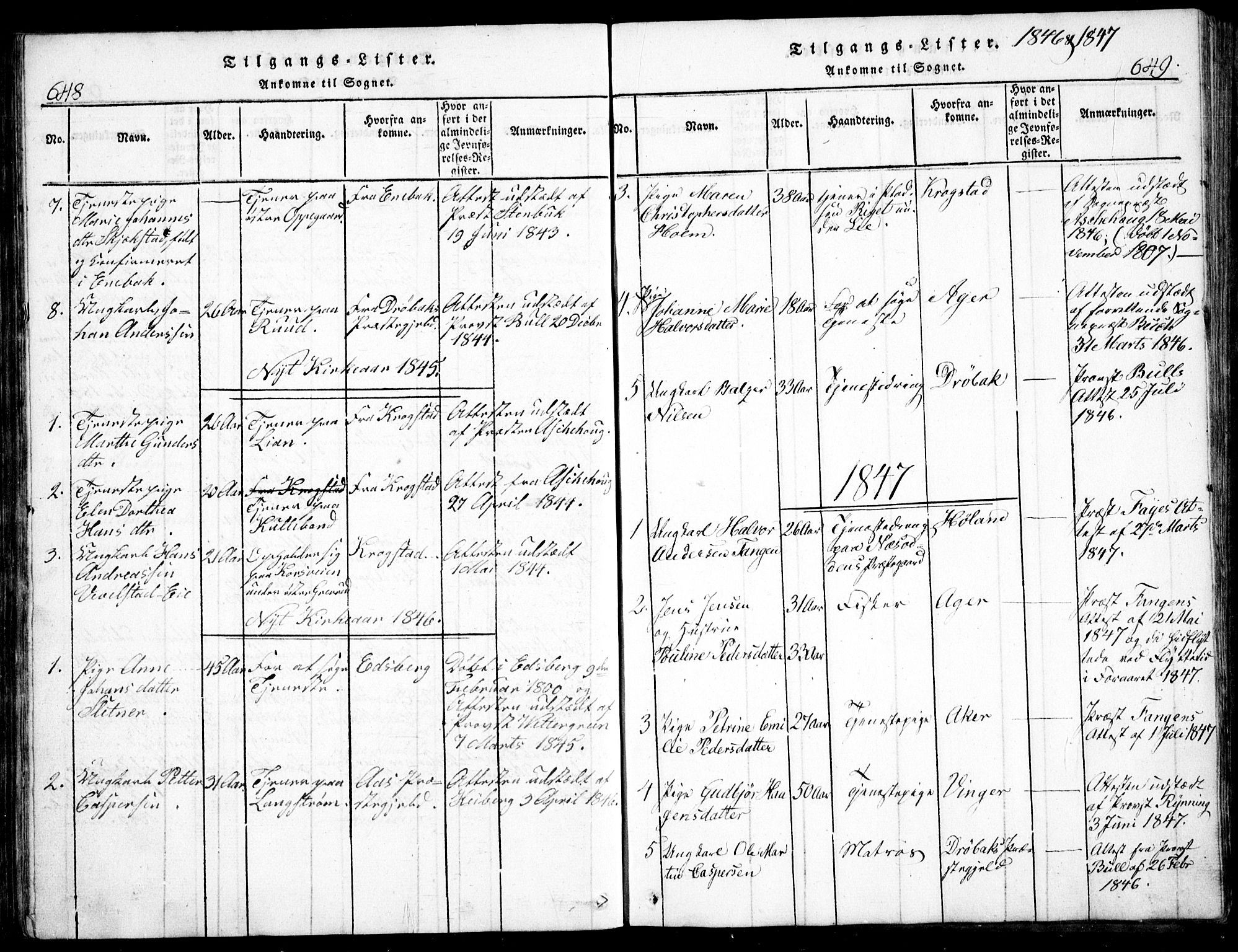 Nesodden prestekontor Kirkebøker, AV/SAO-A-10013/G/Ga/L0001: Parish register (copy) no. I 1, 1814-1847, p. 648-649