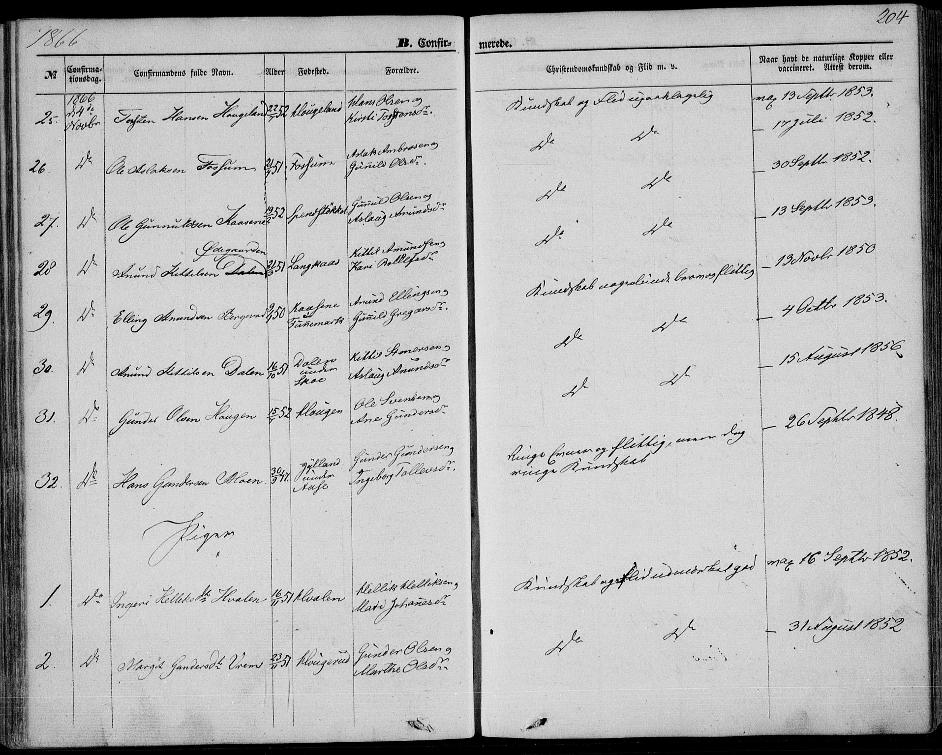 Bø kirkebøker, AV/SAKO-A-257/F/Fa/L0009: Parish register (official) no. 9, 1862-1879, p. 204