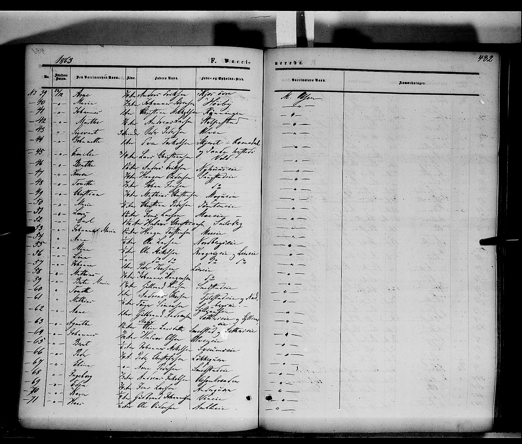 Ringsaker prestekontor, AV/SAH-PREST-014/K/Ka/L0010: Parish register (official) no. 10, 1861-1869, p. 482
