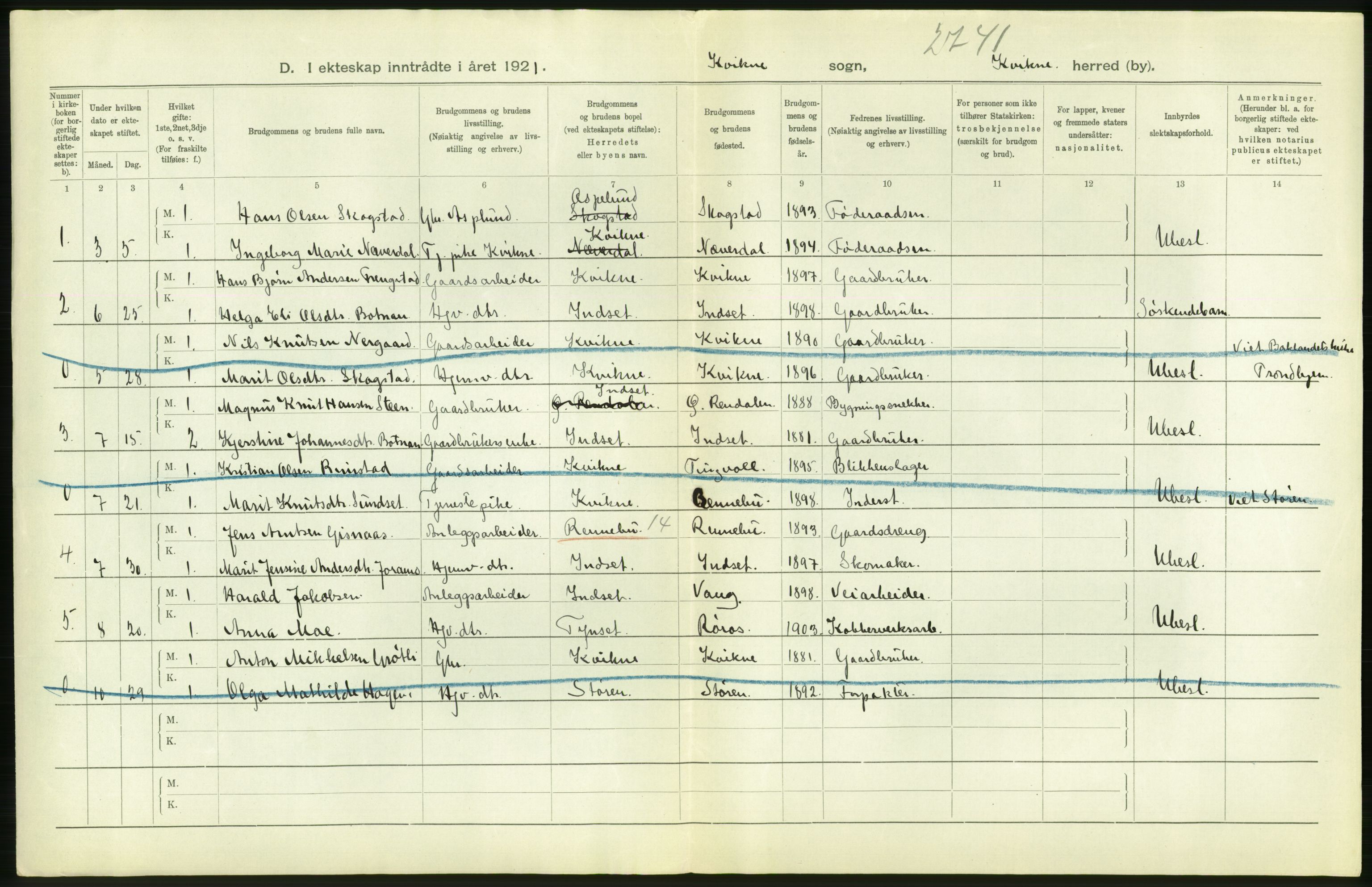 Statistisk sentralbyrå, Sosiodemografiske emner, Befolkning, RA/S-2228/D/Df/Dfc/Dfca/L0015: Hedemark fylke: Levendefødte menn og kvinner. Byer, 1921, p. 302