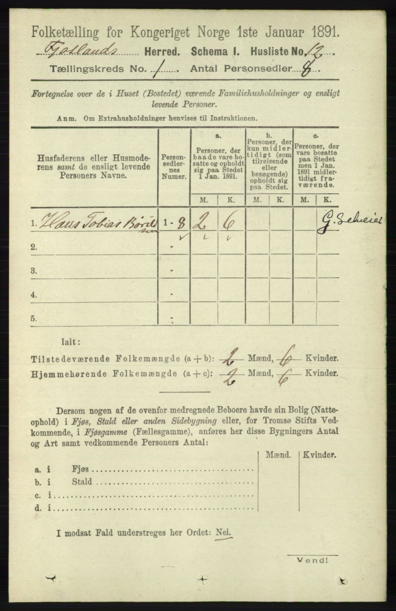 RA, 1891 census for 1036 Fjotland, 1891, p. 36