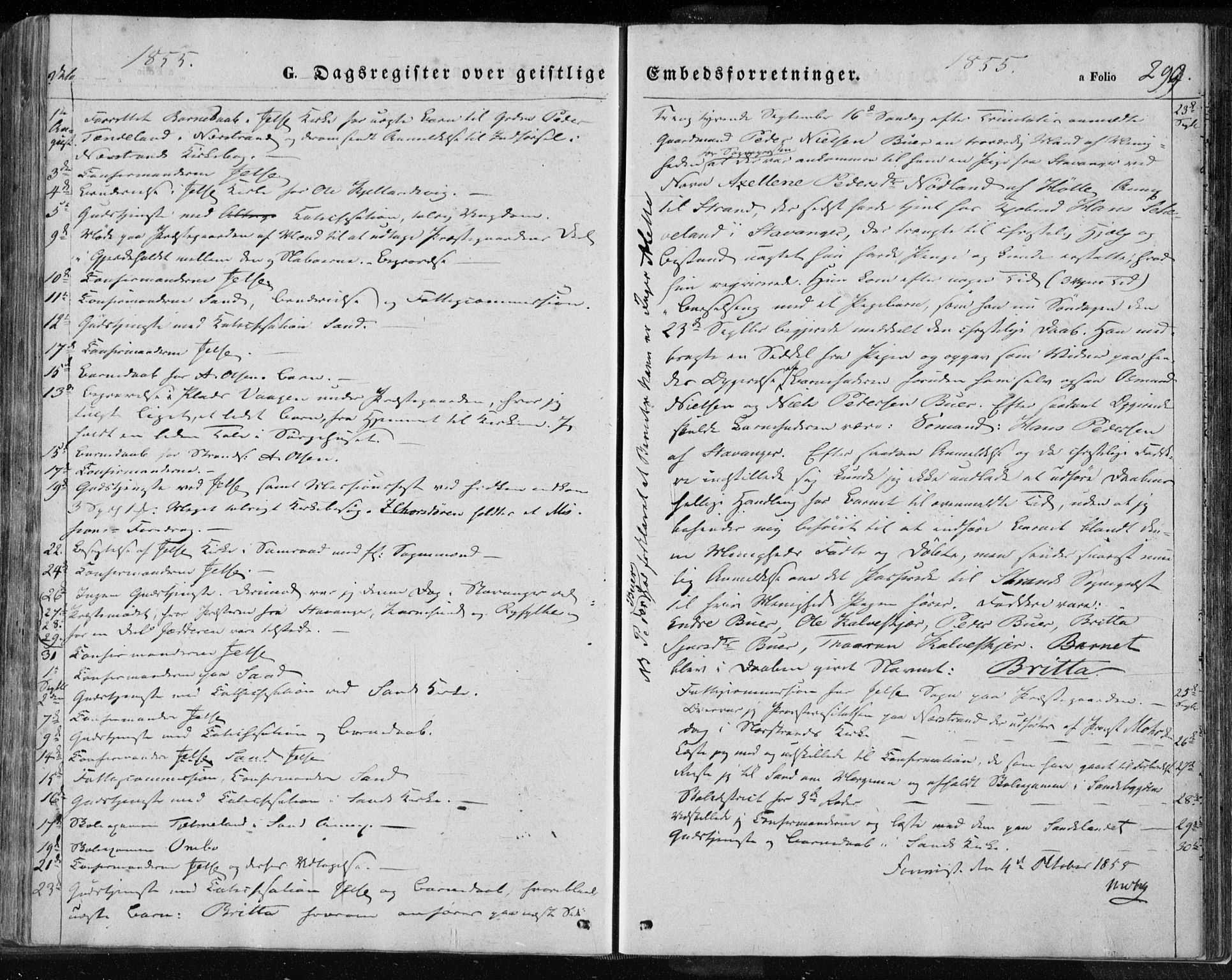 Jelsa sokneprestkontor, AV/SAST-A-101842/01/IV: Parish register (official) no. A 7, 1854-1866, p. 299