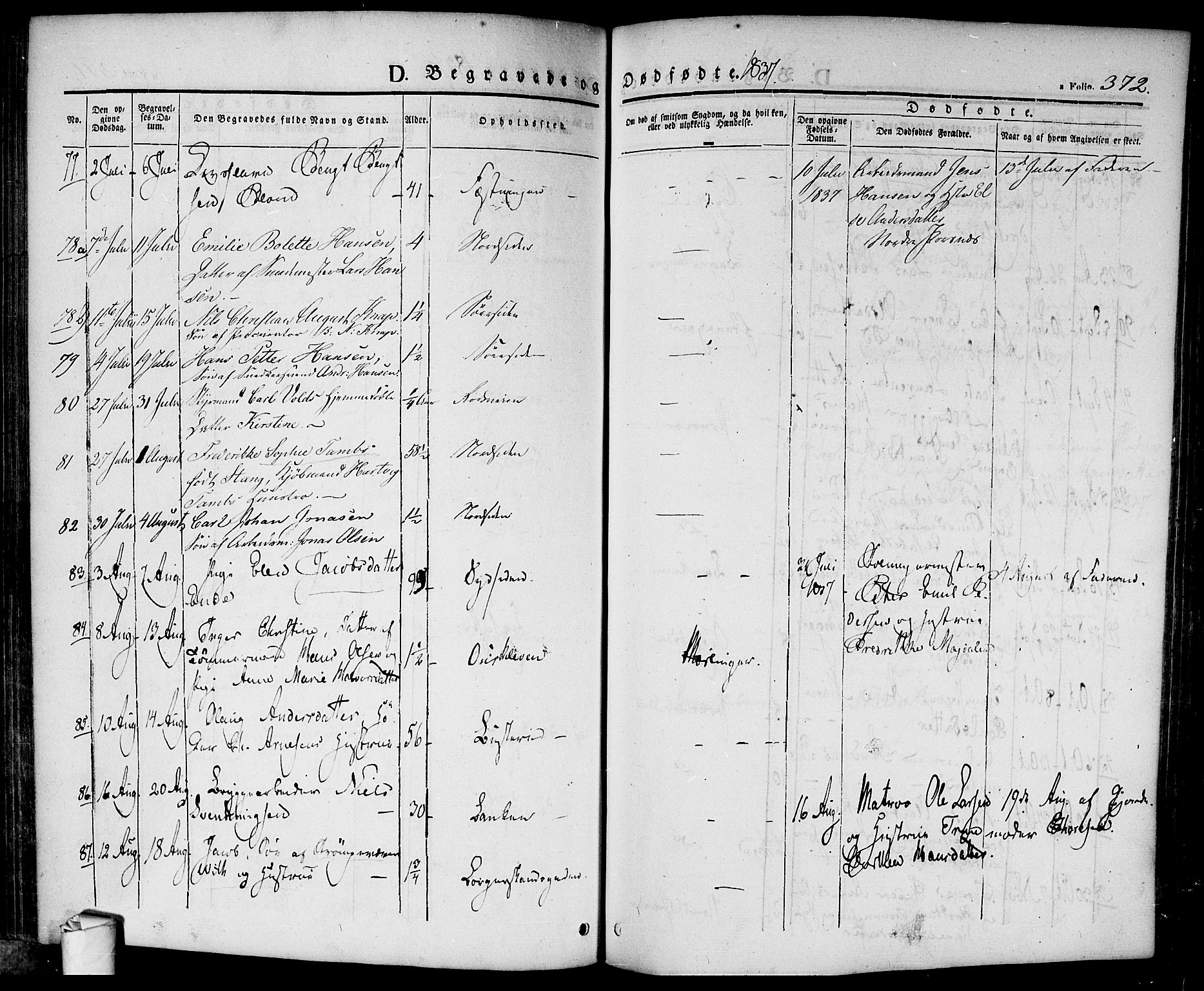 Halden prestekontor Kirkebøker, AV/SAO-A-10909/F/Fa/L0005: Parish register (official) no. I 5, 1834-1845, p. 372