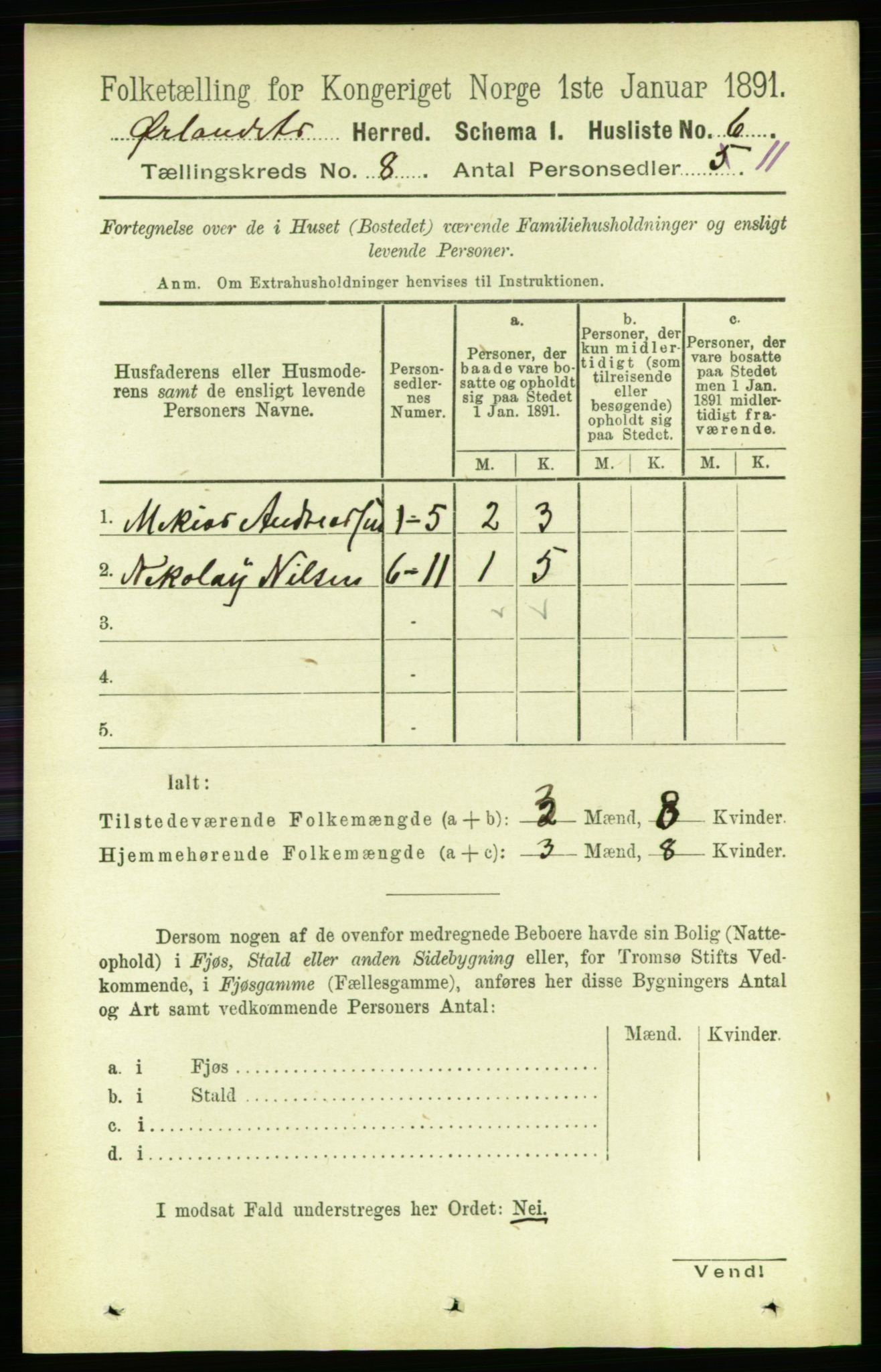 RA, 1891 census for 1621 Ørland, 1891, p. 3103