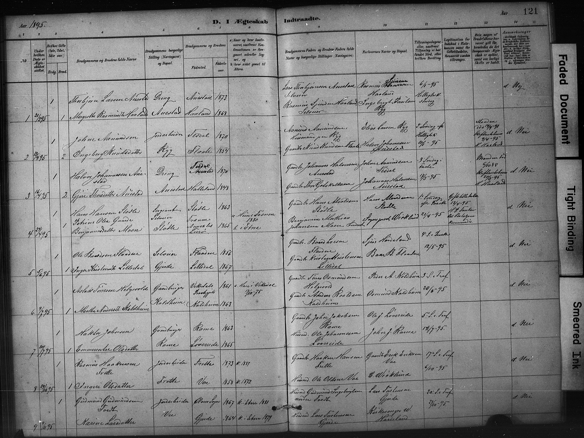 Etne sokneprestembete, AV/SAB-A-75001/H/Hab: Parish register (copy) no. A 5, 1879-1896, p. 121