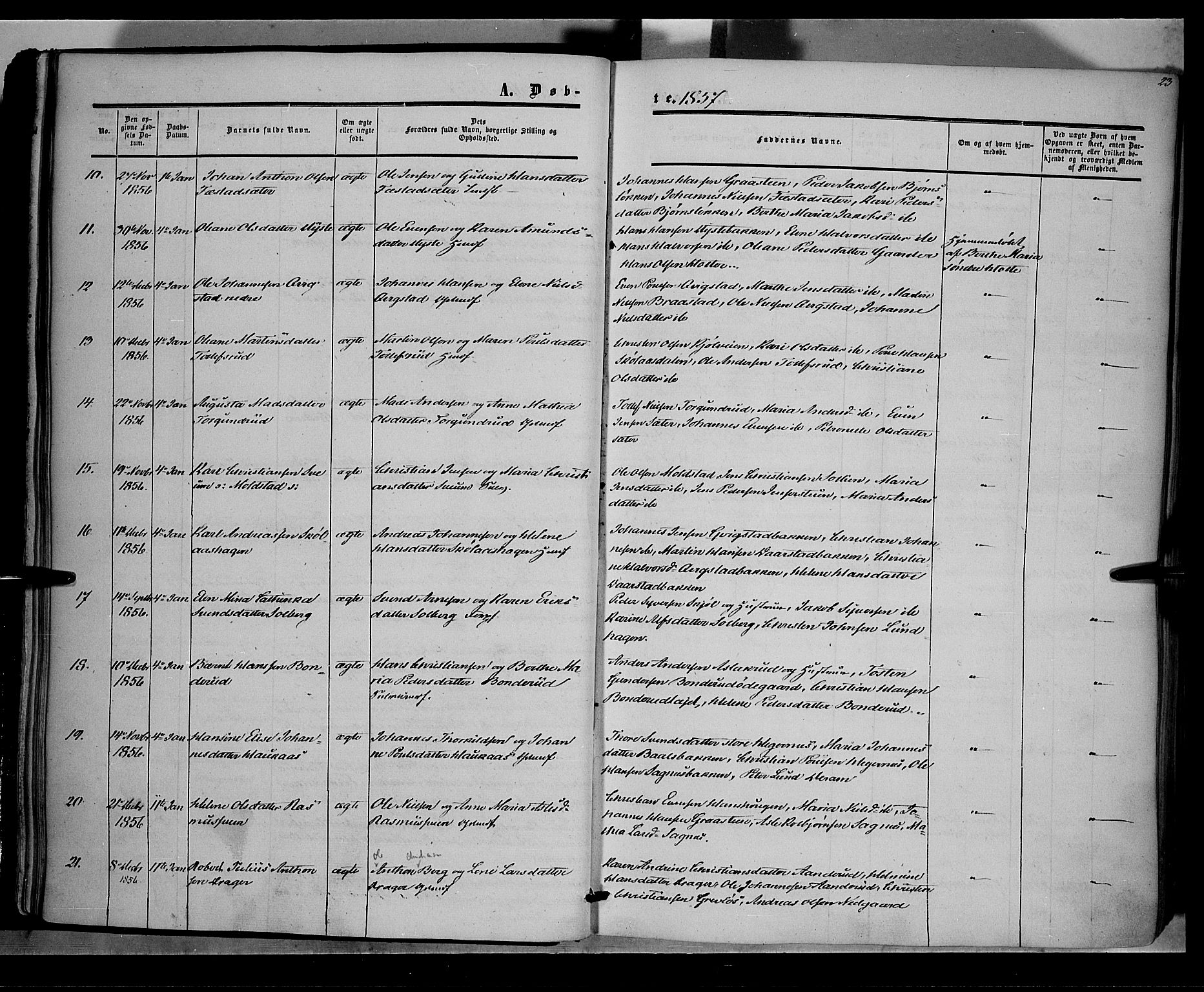 Vestre Toten prestekontor, SAH/PREST-108/H/Ha/Haa/L0006: Parish register (official) no. 6, 1856-1861, p. 23