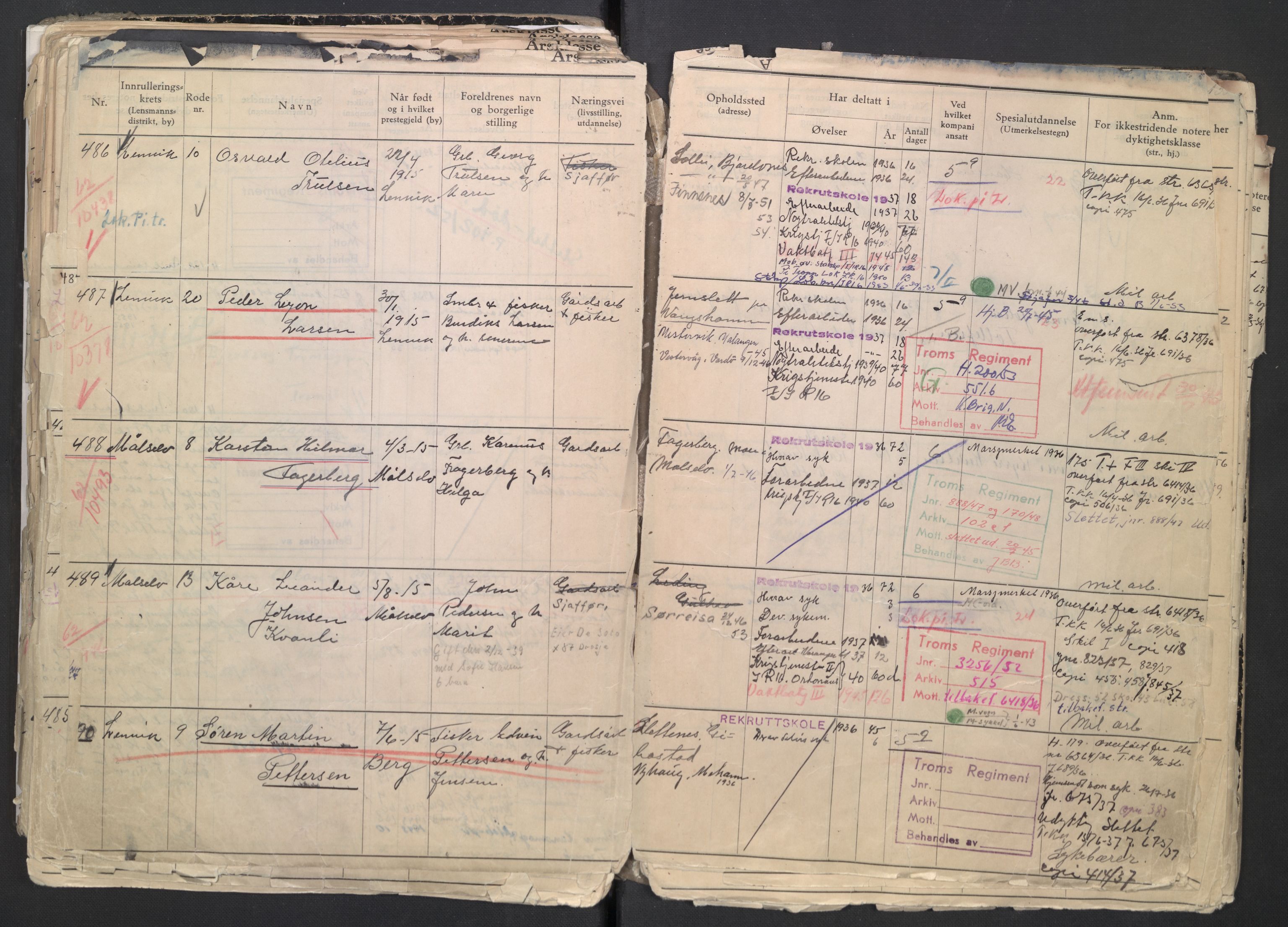 Forsvaret, Troms infanteriregiment nr. 16, AV/RA-RAFA-3146/P/Pa/L0007/0001: Ruller / Rulle for regimentets menige mannskaper, årsklasse 1936, 1936, p. 134