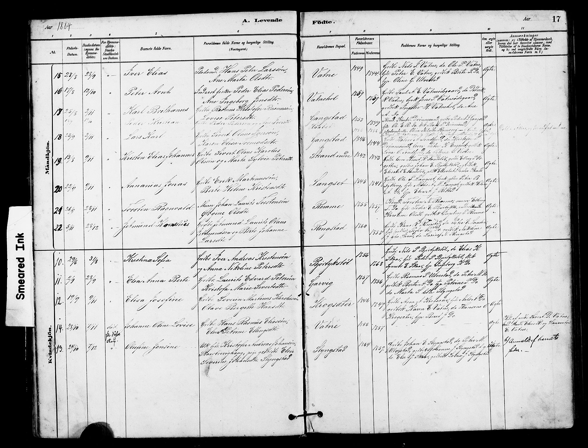 Ministerialprotokoller, klokkerbøker og fødselsregistre - Møre og Romsdal, AV/SAT-A-1454/525/L0376: Parish register (copy) no. 525C02, 1880-1902, p. 17