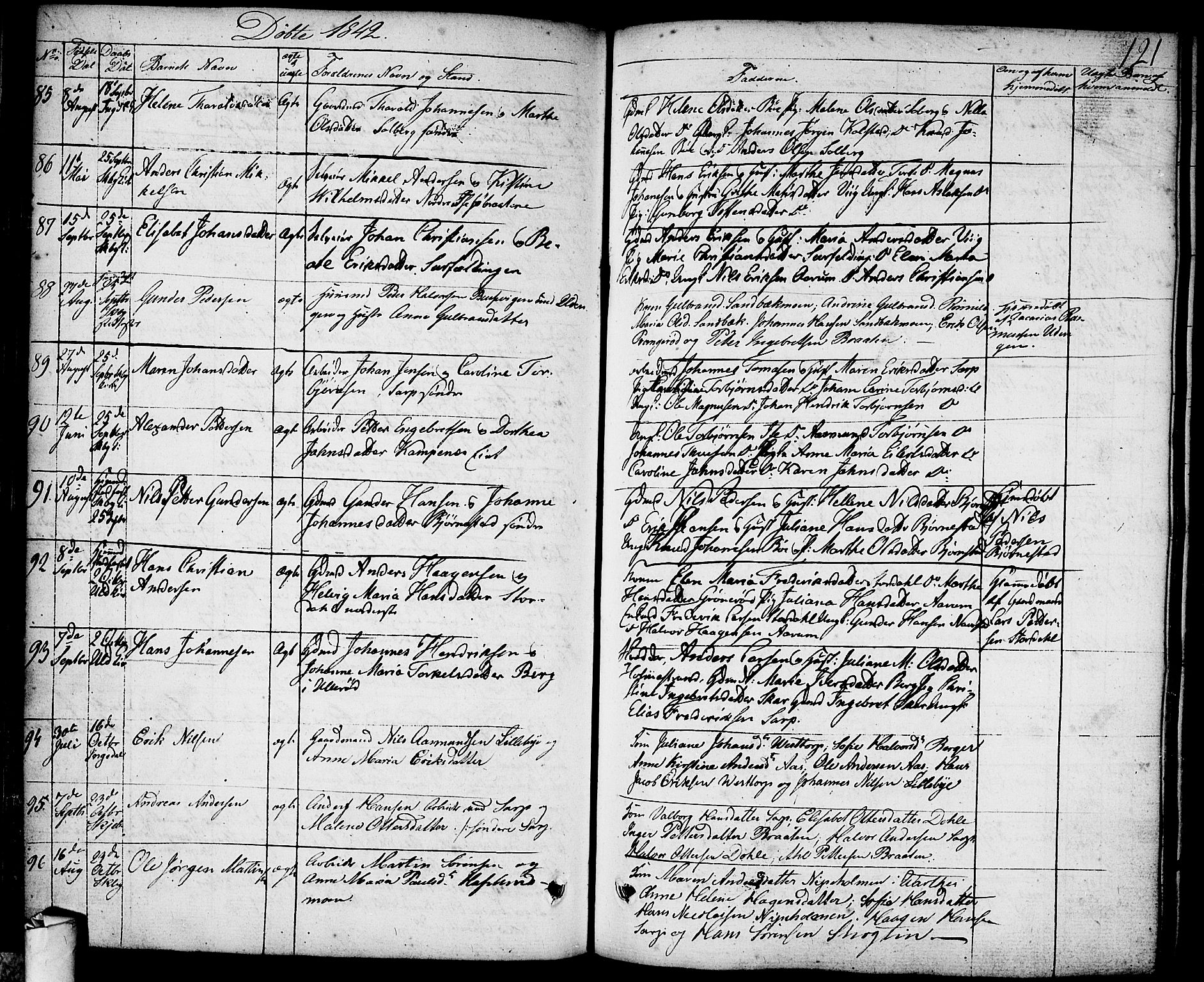 Skjeberg prestekontor Kirkebøker, AV/SAO-A-10923/F/Fa/L0005: Parish register (official) no. I 5, 1830-1845, p. 121