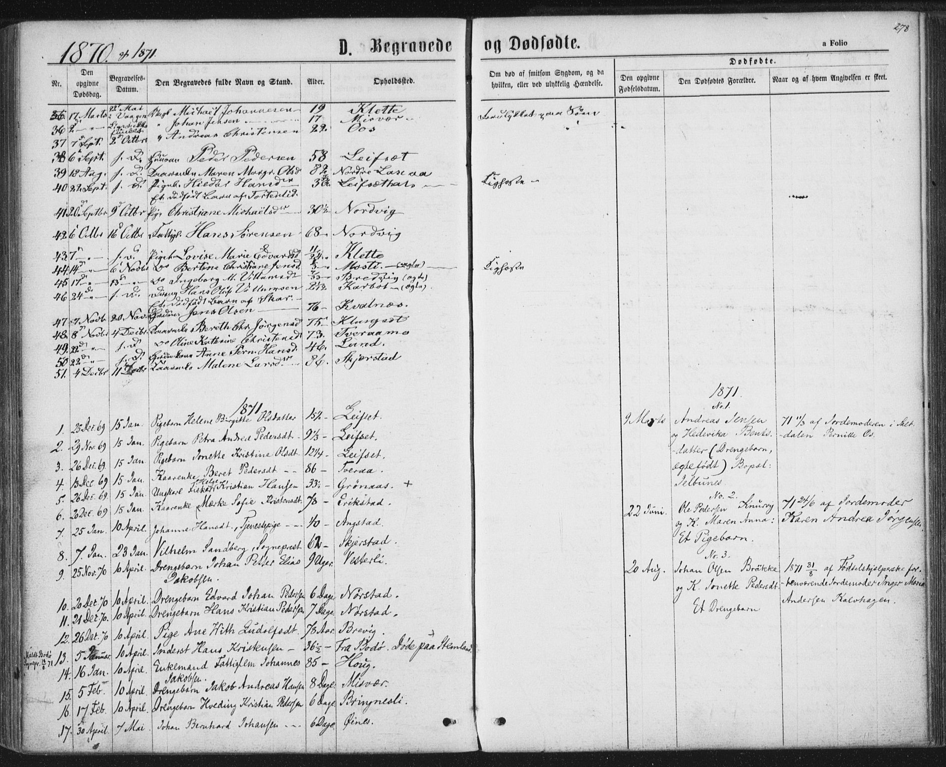 Ministerialprotokoller, klokkerbøker og fødselsregistre - Nordland, SAT/A-1459/852/L0739: Parish register (official) no. 852A09, 1866-1877, p. 278