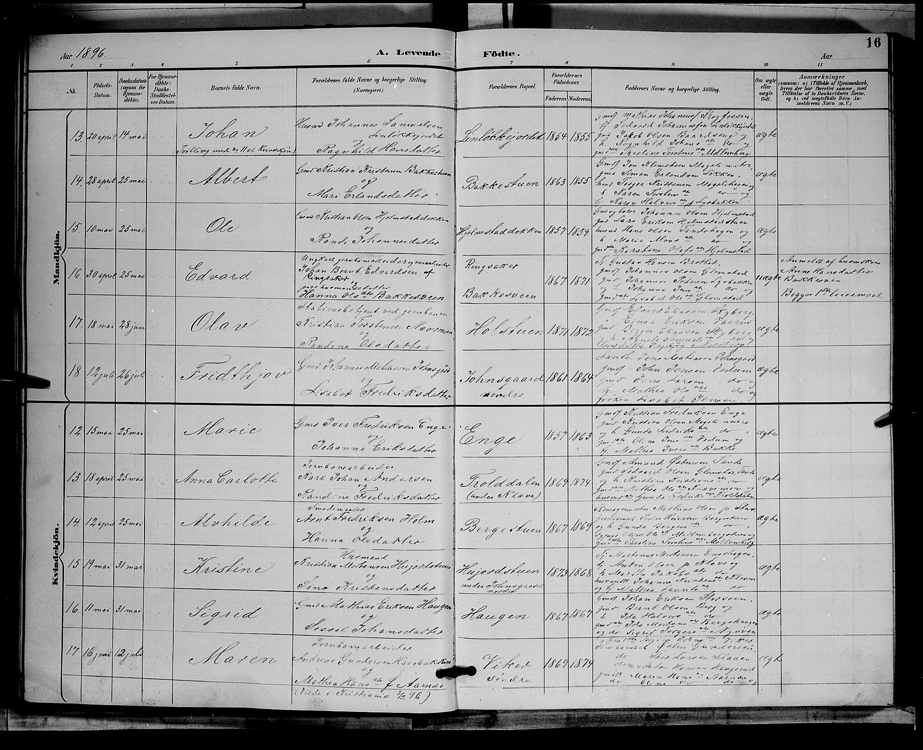 Øyer prestekontor, AV/SAH-PREST-084/H/Ha/Hab/L0004: Parish register (copy) no. 4, 1894-1905, p. 16