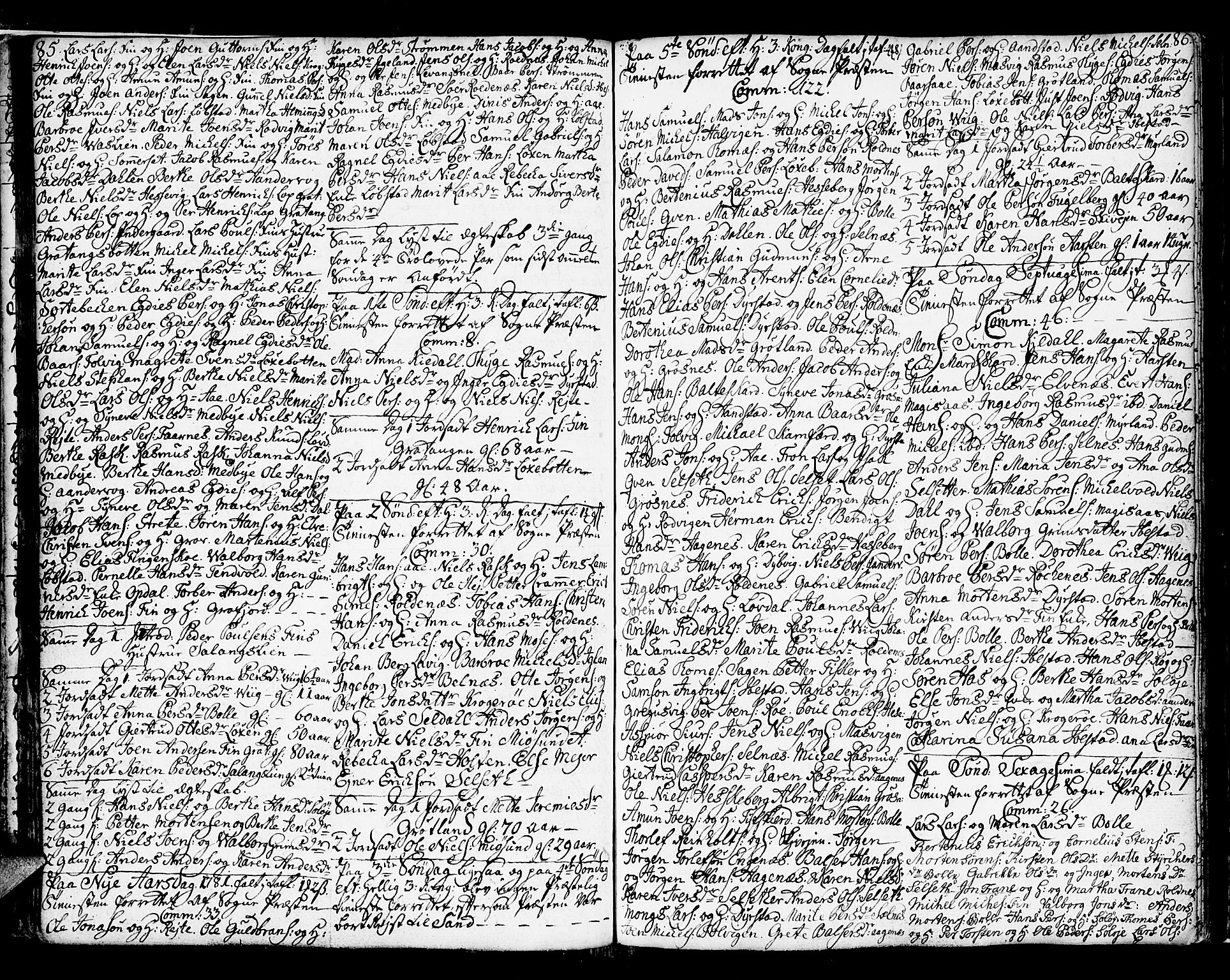 Ibestad sokneprestembete, SATØ/S-0077/H/Ha/Hab/L0001klokker: Parish register (copy) no. 1, 1776-1808, p. 85-86