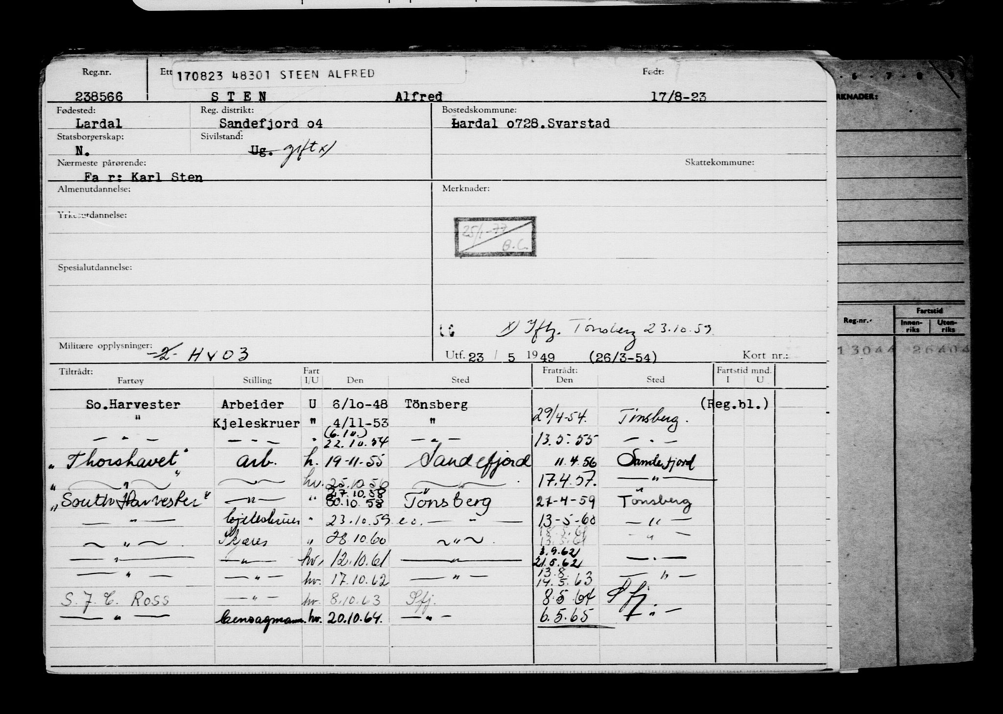 Direktoratet for sjømenn, AV/RA-S-3545/G/Gb/L0222: Hovedkort, 1923, p. 97