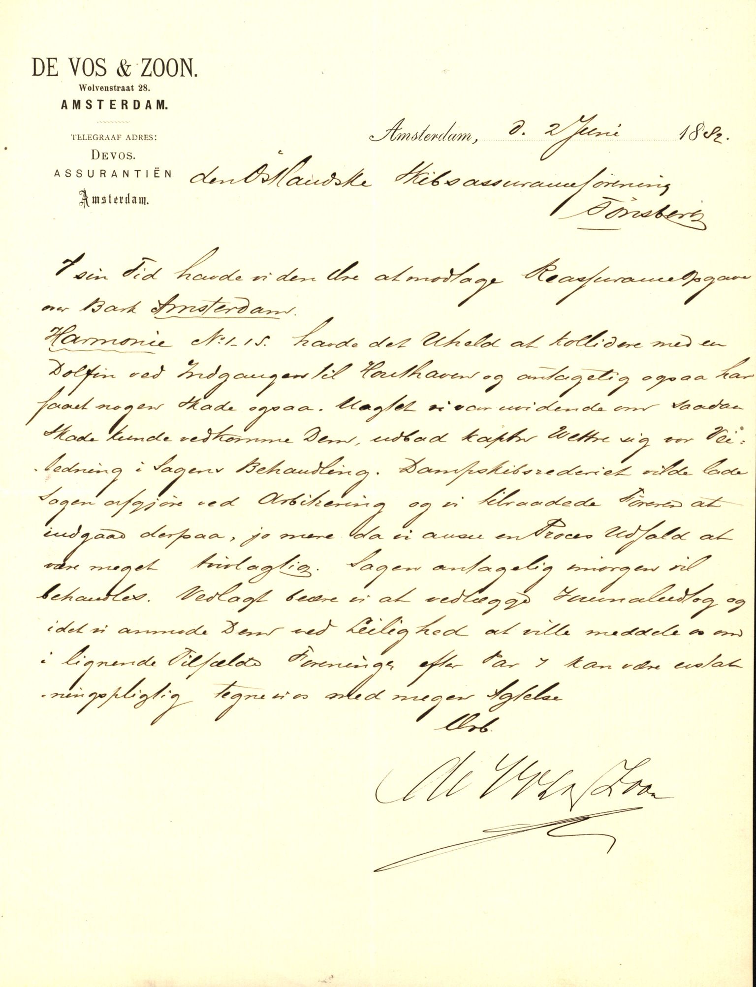 Pa 63 - Østlandske skibsassuranceforening, VEMU/A-1079/G/Ga/L0015/0005: Havaridokumenter / Harmoni, Henrik Wergeland, Mjølner, Lindesnæs, 1882, p. 10