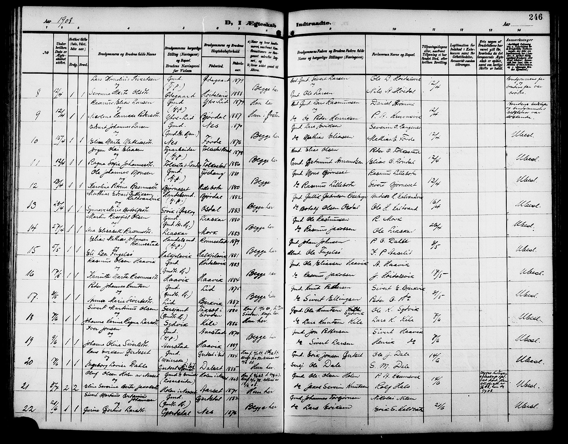 Ministerialprotokoller, klokkerbøker og fødselsregistre - Møre og Romsdal, AV/SAT-A-1454/511/L0159: Parish register (copy) no. 511C05, 1902-1920, p. 246