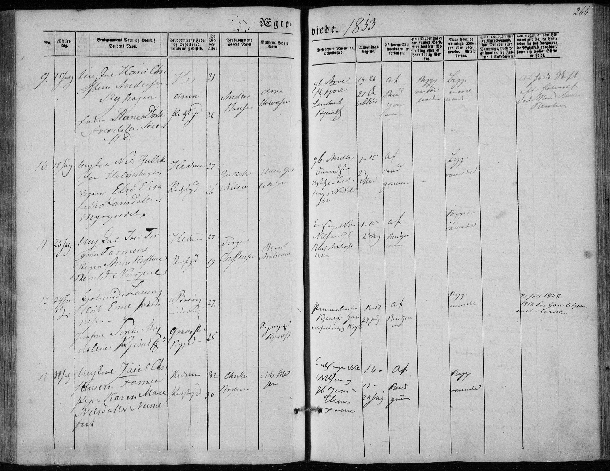 Hedrum kirkebøker, AV/SAKO-A-344/F/Fa/L0006: Parish register (official) no. I 6, 1849-1857, p. 266