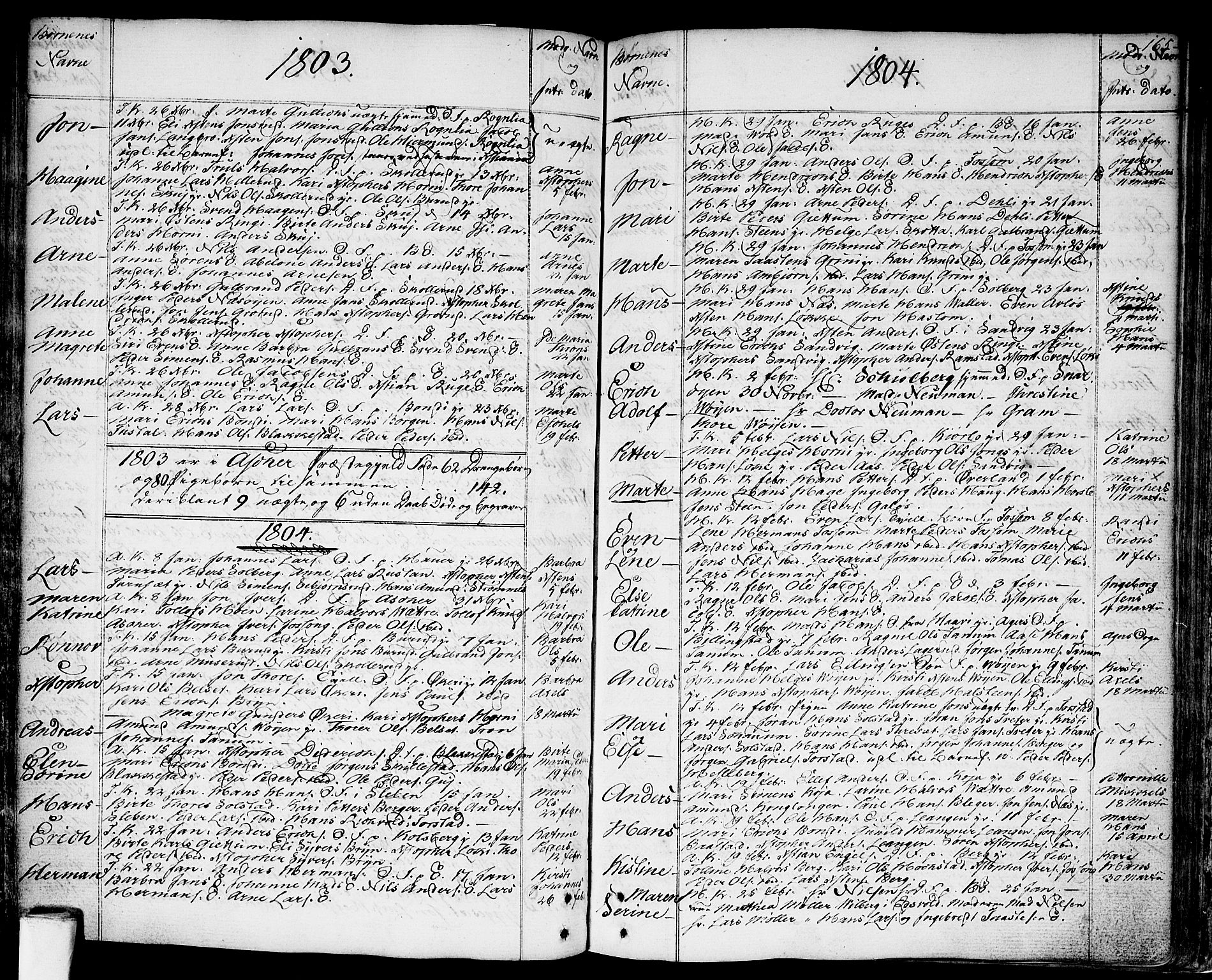 Asker prestekontor Kirkebøker, SAO/A-10256a/F/Fa/L0003: Parish register (official) no. I 3, 1767-1807, p. 165