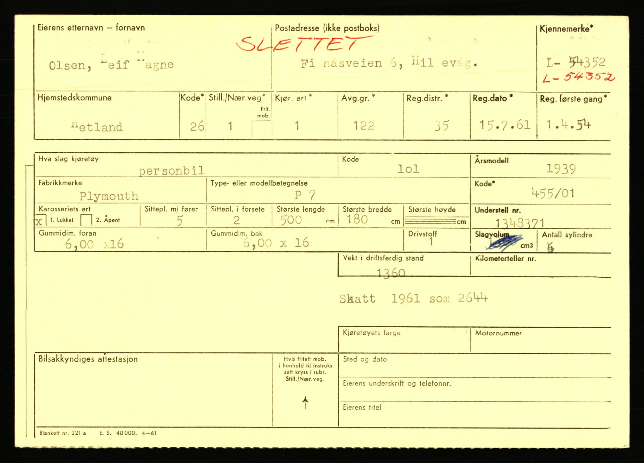 Stavanger trafikkstasjon, AV/SAST-A-101942/0/F/L0054: L-54200 - L-55699, 1930-1971, p. 311