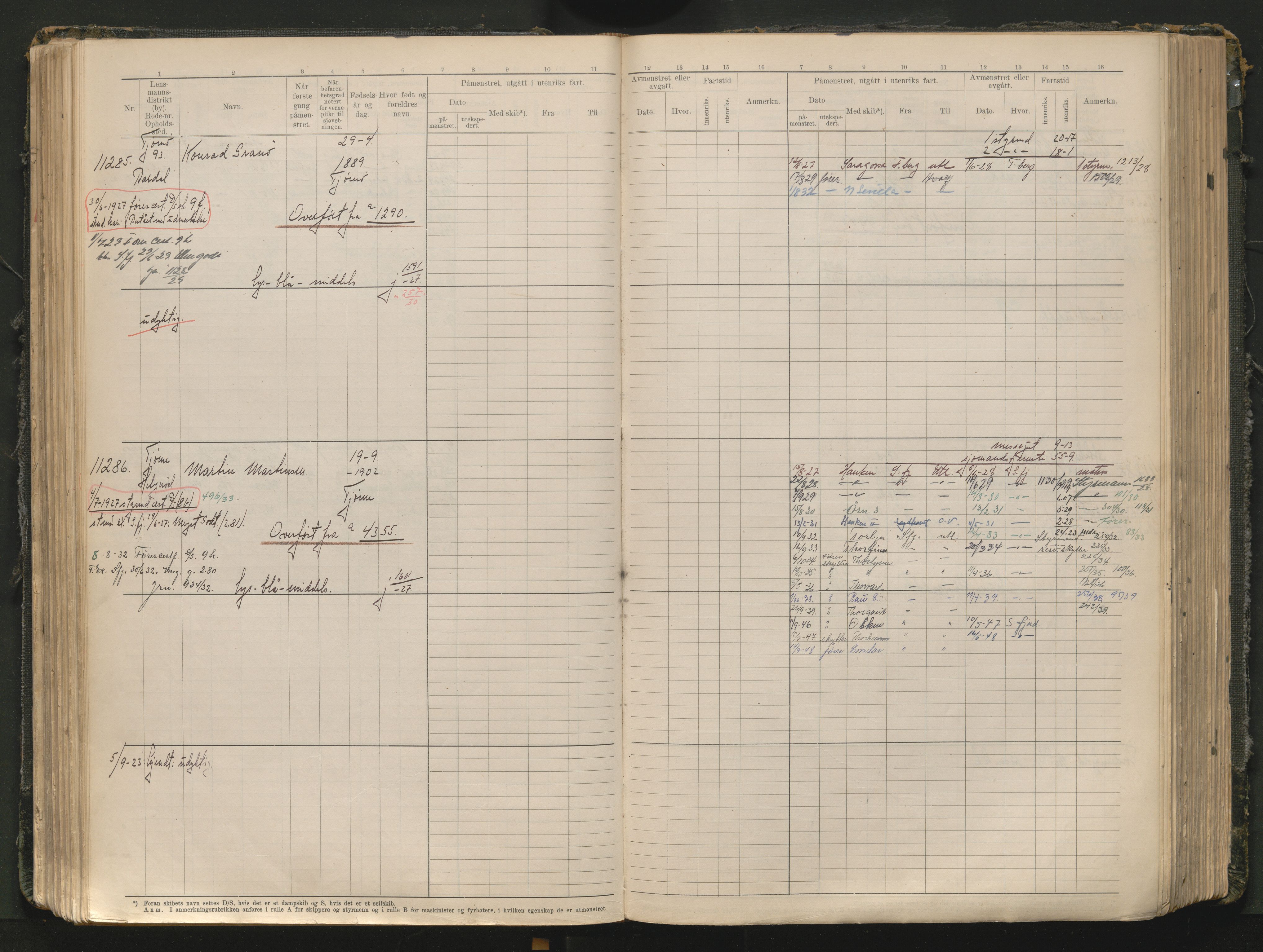 Tønsberg innrulleringskontor, AV/SAKO-A-786/F/Fc/Fcb/L0012: Hovedrulle Patent nr. 10828-12216, 1925-1948
