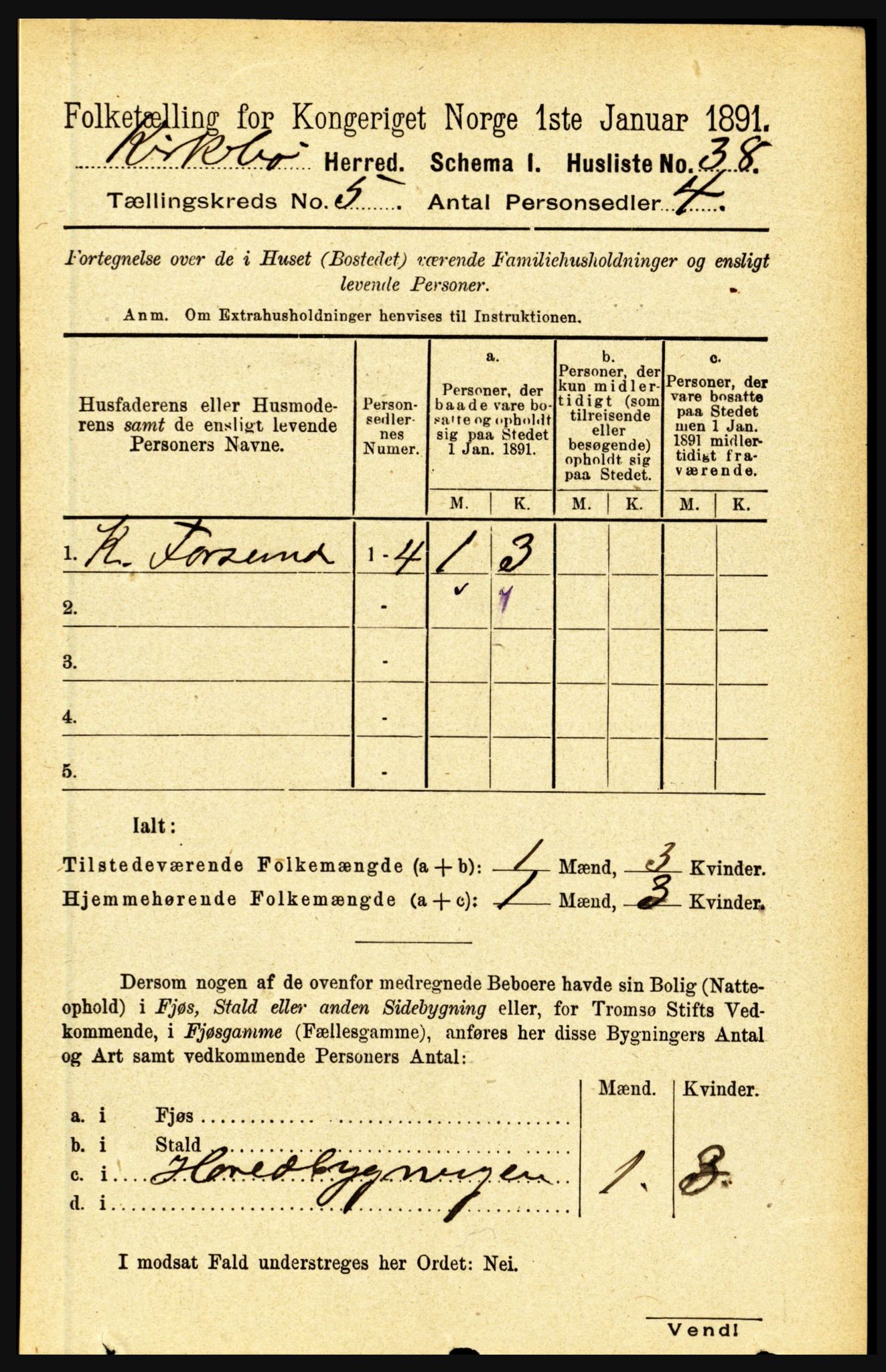 RA, 1891 census for 1416 Kyrkjebø, 1891, p. 1050