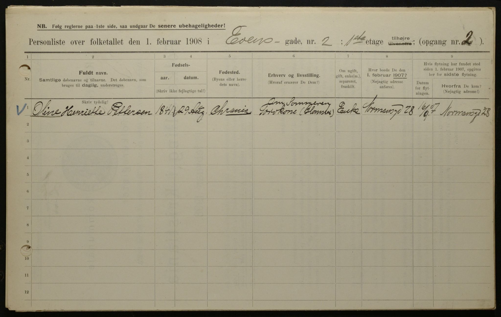 OBA, Municipal Census 1908 for Kristiania, 1908, p. 20828