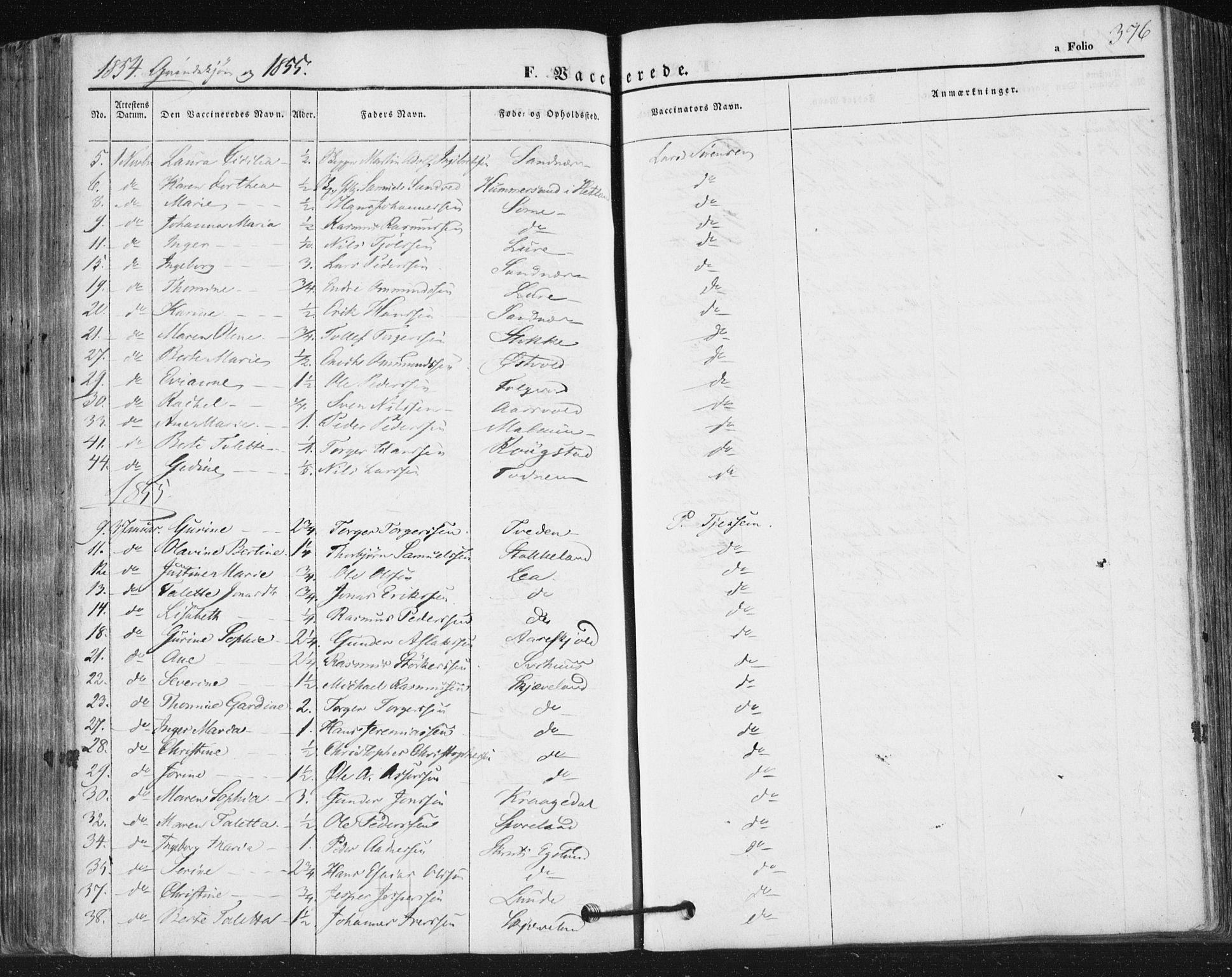 Høyland sokneprestkontor, AV/SAST-A-101799/001/30BA/L0008: Parish register (official) no. A 8, 1841-1856, p. 376